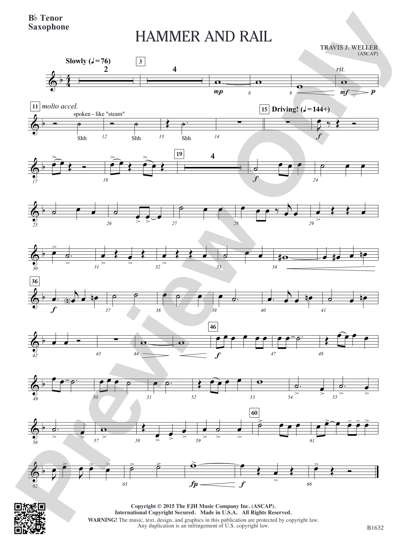 Hammer and Rail: B-flat Tenor Saxophone