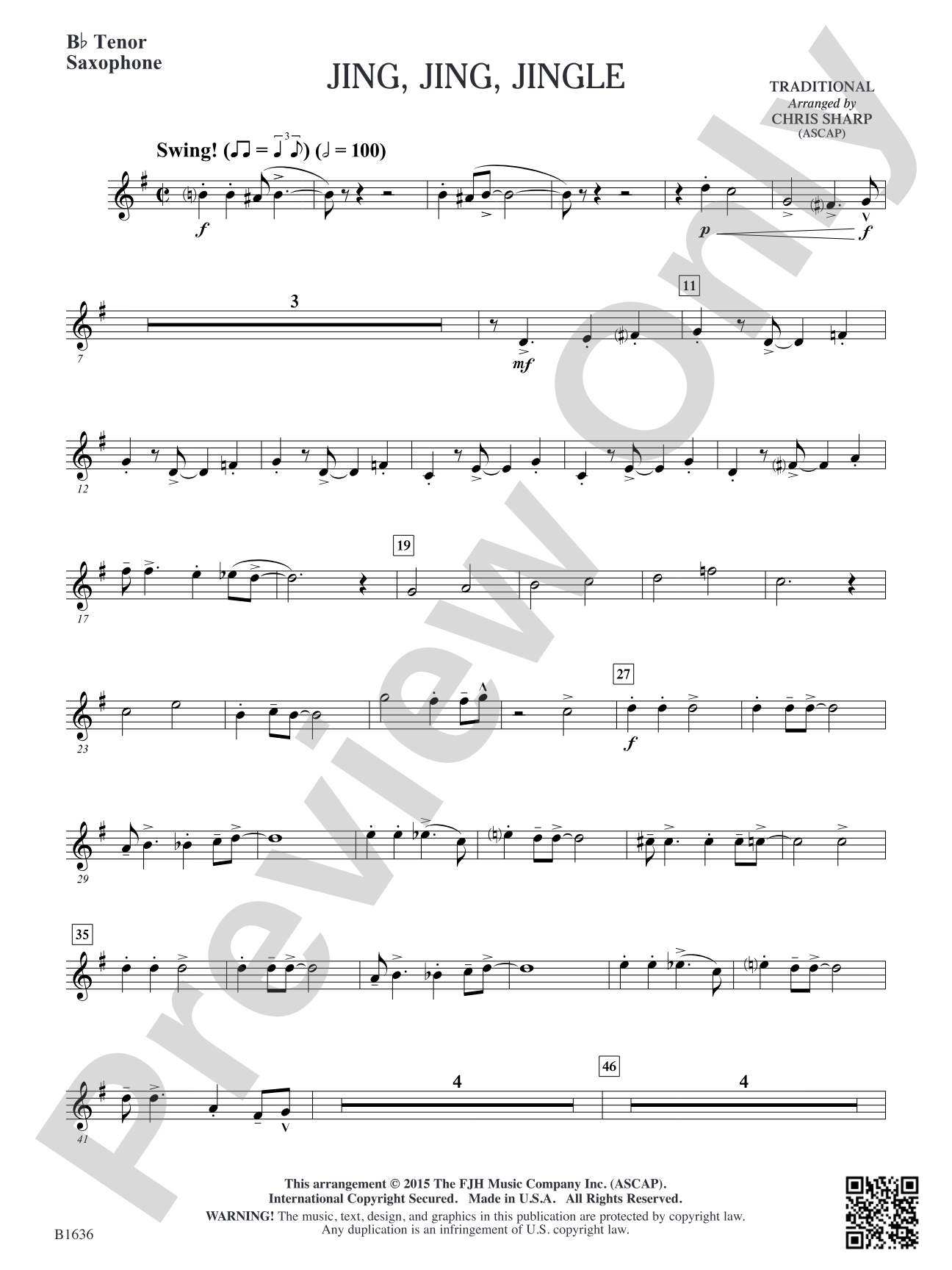 Jing Jing Jingle: B-flat Tenor Saxophone