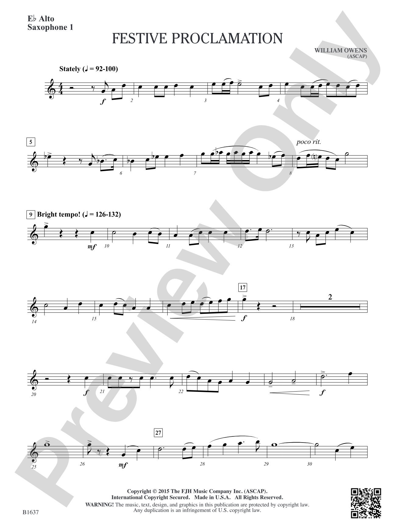 Festive Proclamation: E-flat Alto Saxophone 1