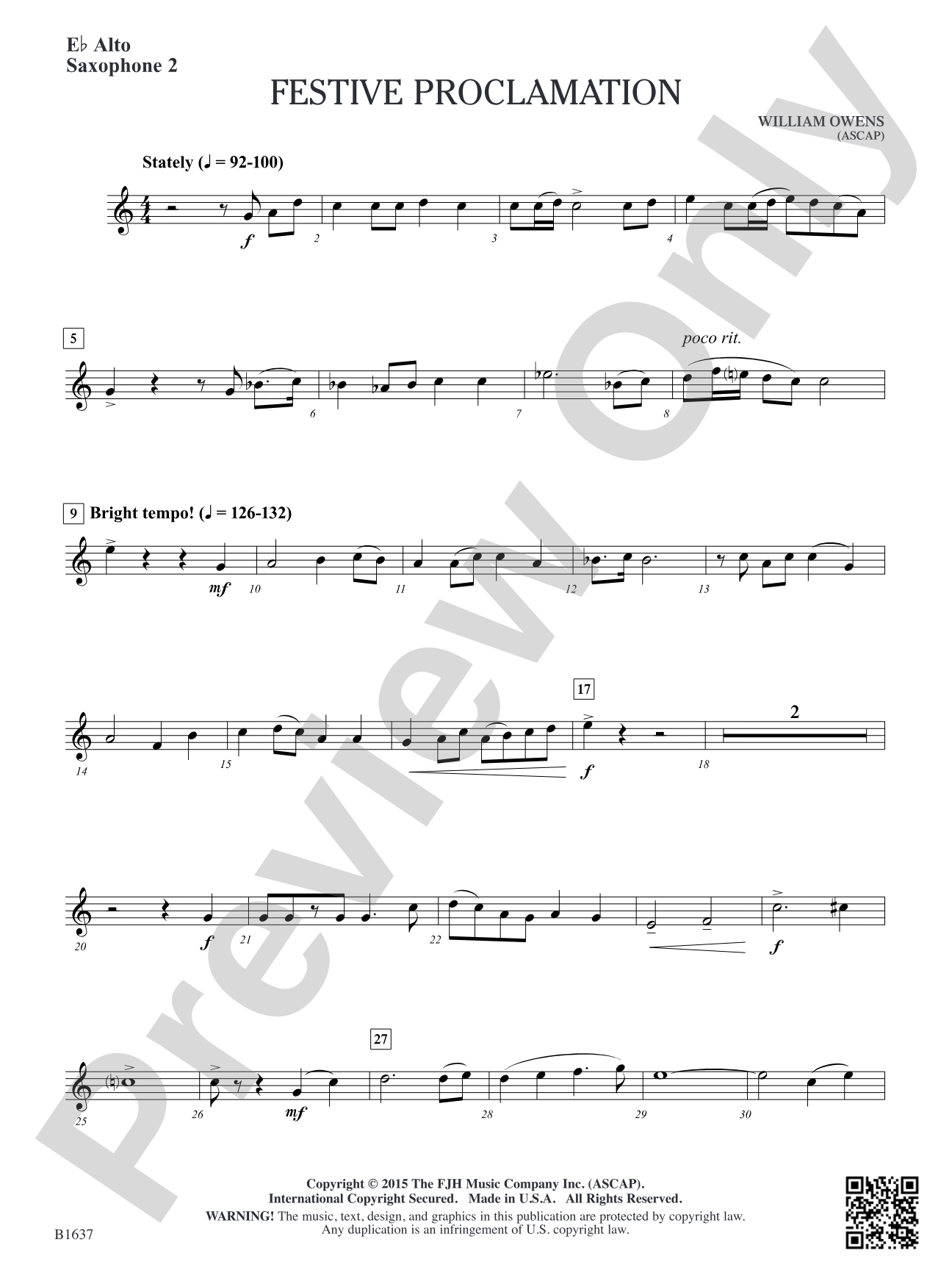 Festive Proclamation: E-flat Alto Saxophone 2