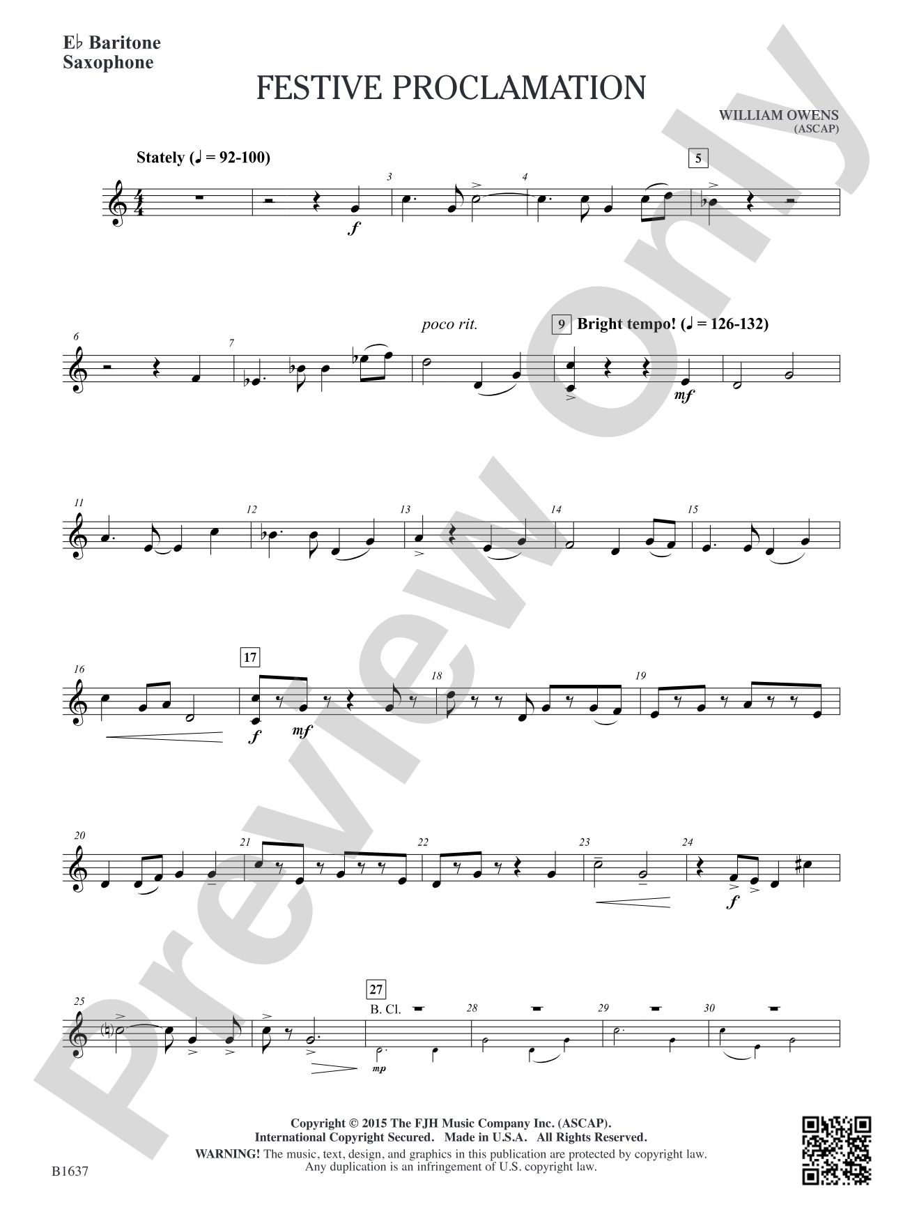 Festive Proclamation: E-flat Baritone Saxophone