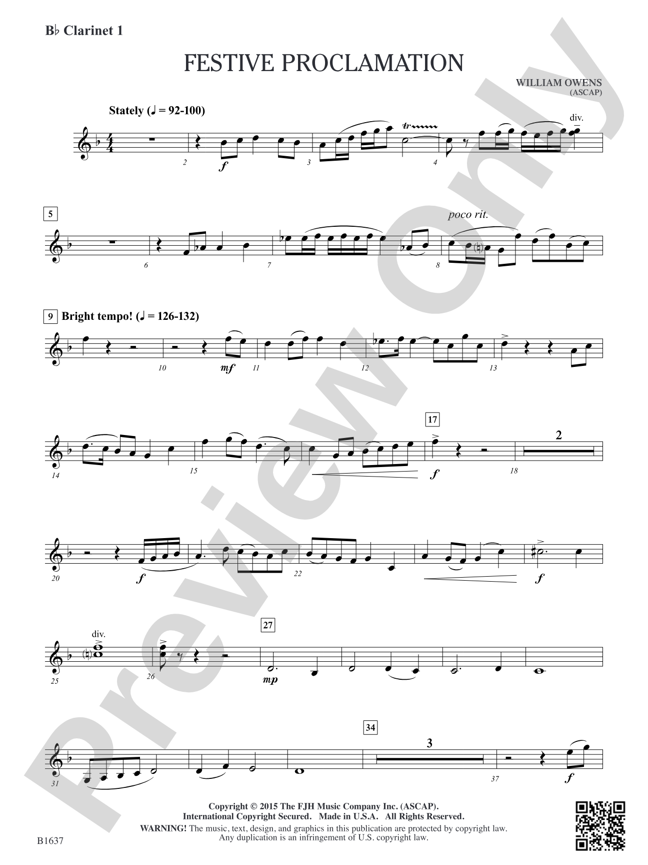 Festive Proclamation: B-flat Clarinet 1