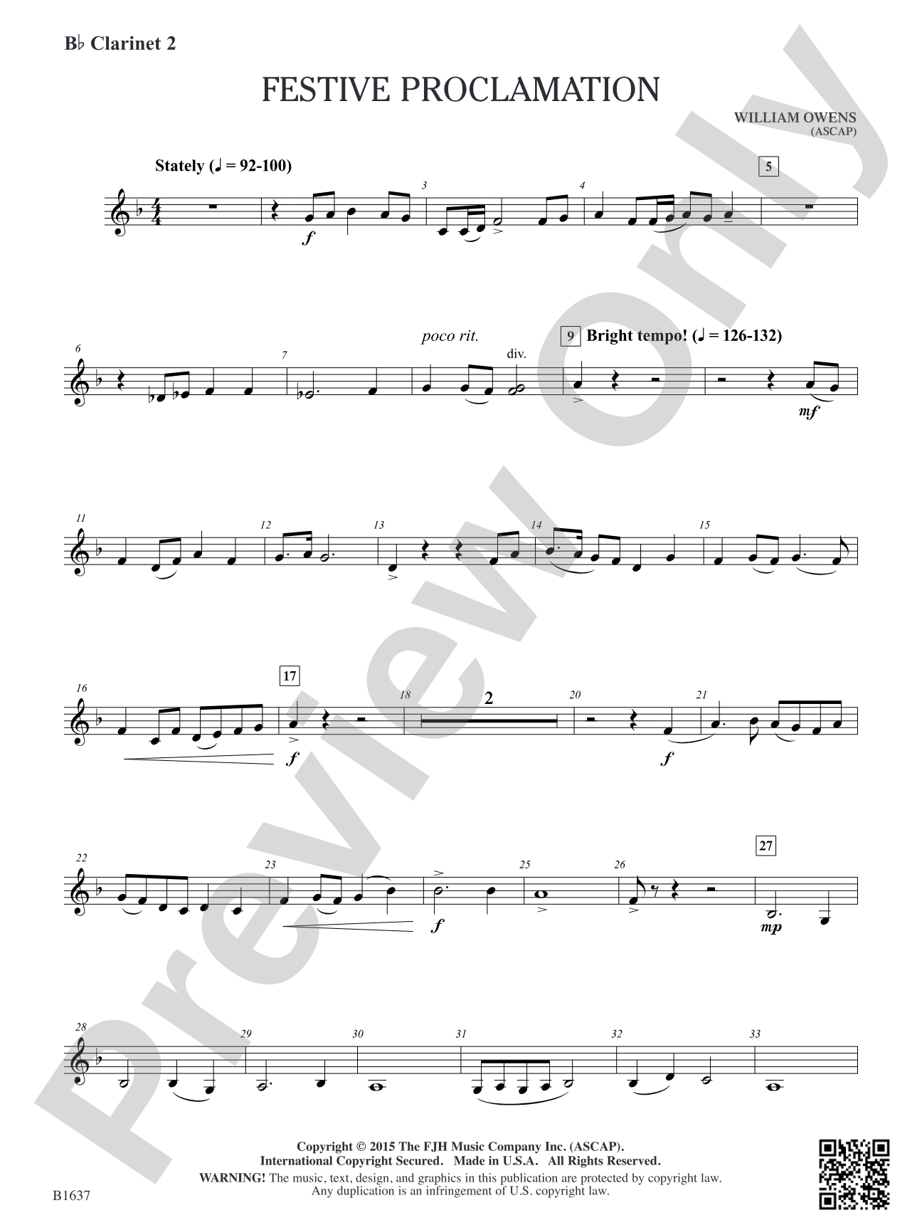 Festive Proclamation: B-flat Clarinet 2