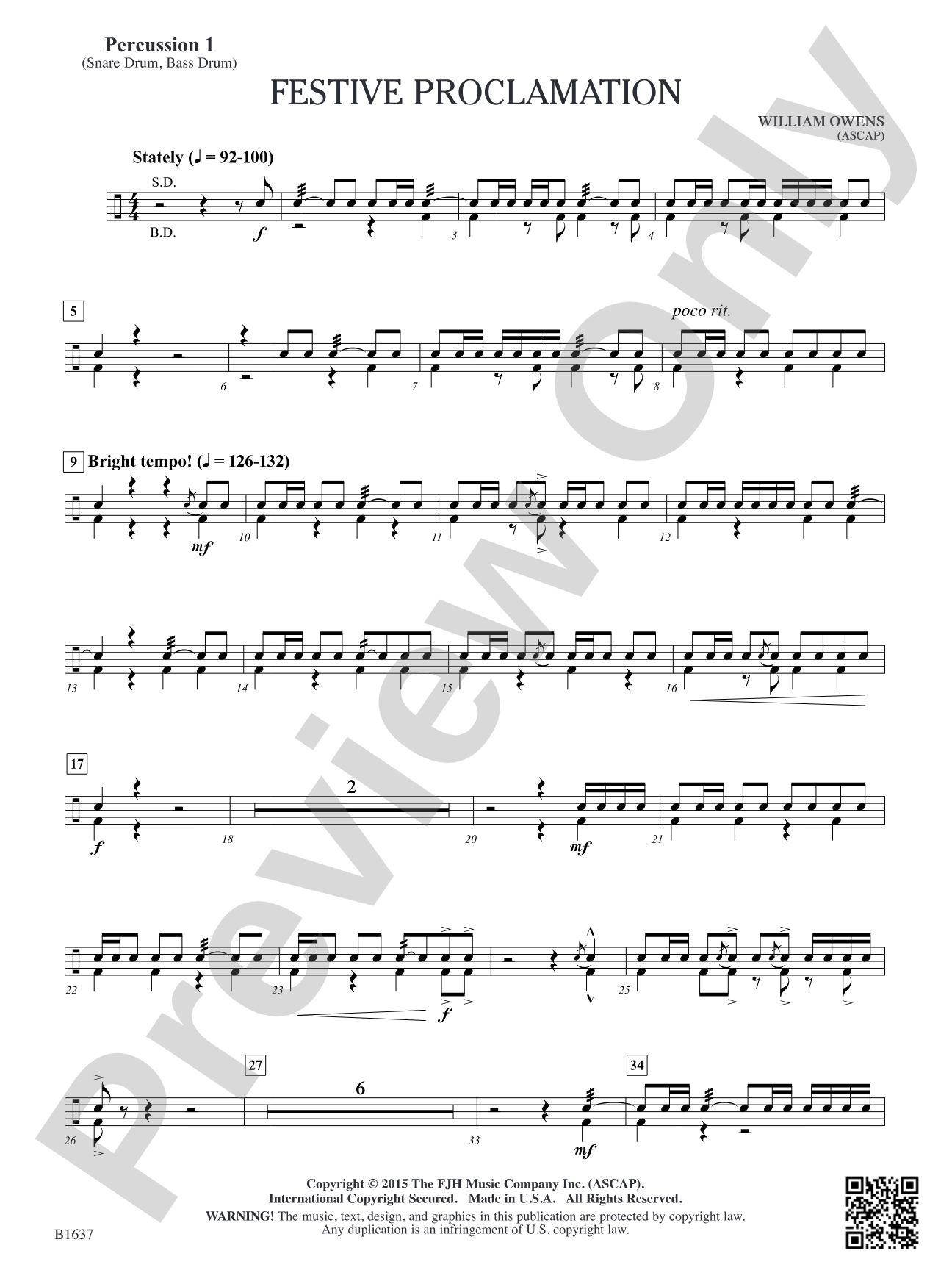 Festive Proclamation: Percussion 1