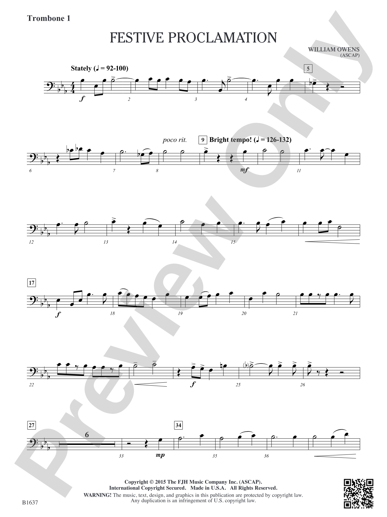 Festive Proclamation: Trombone 1