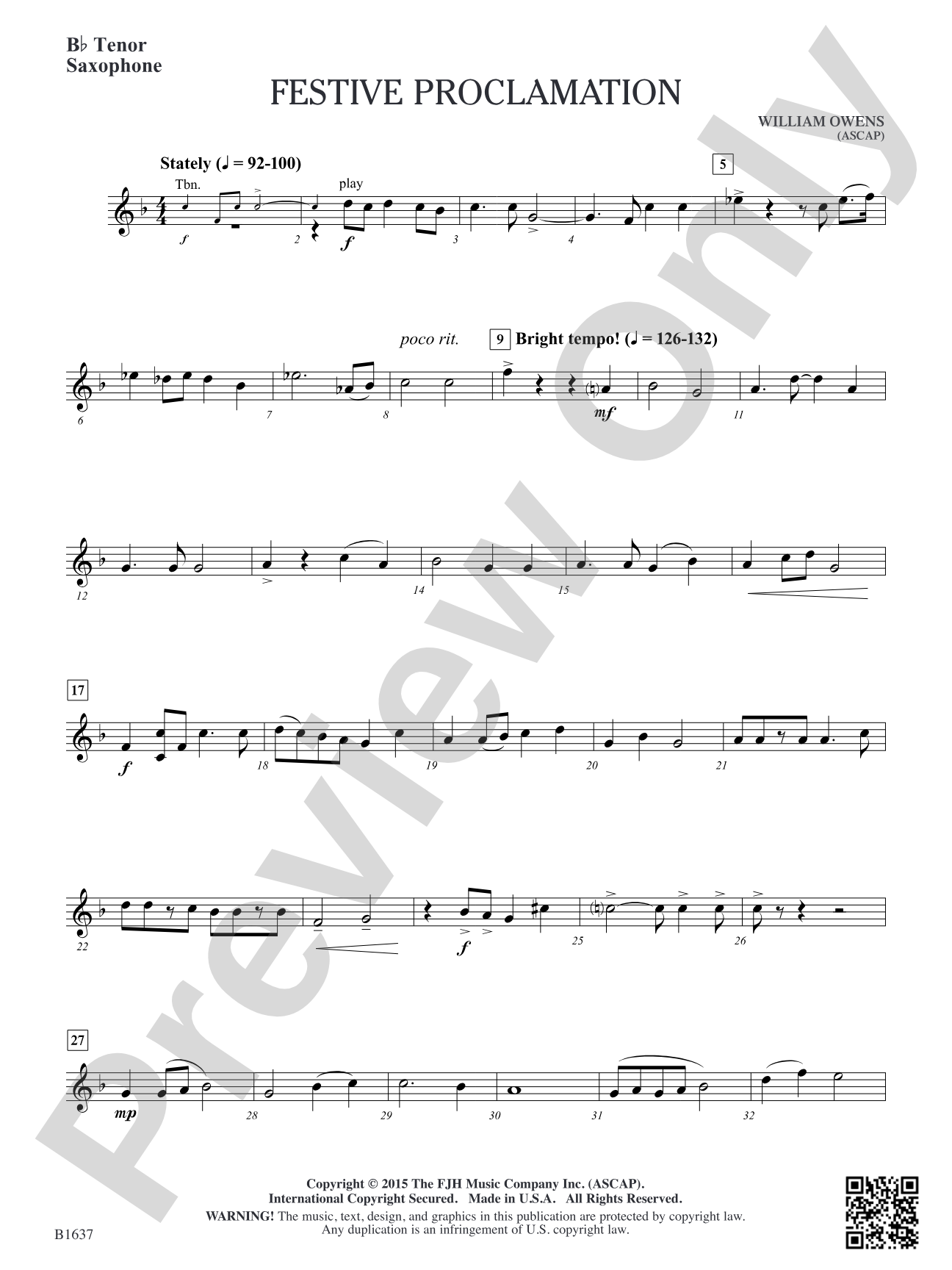 Festive Proclamation: B-flat Tenor Saxophone