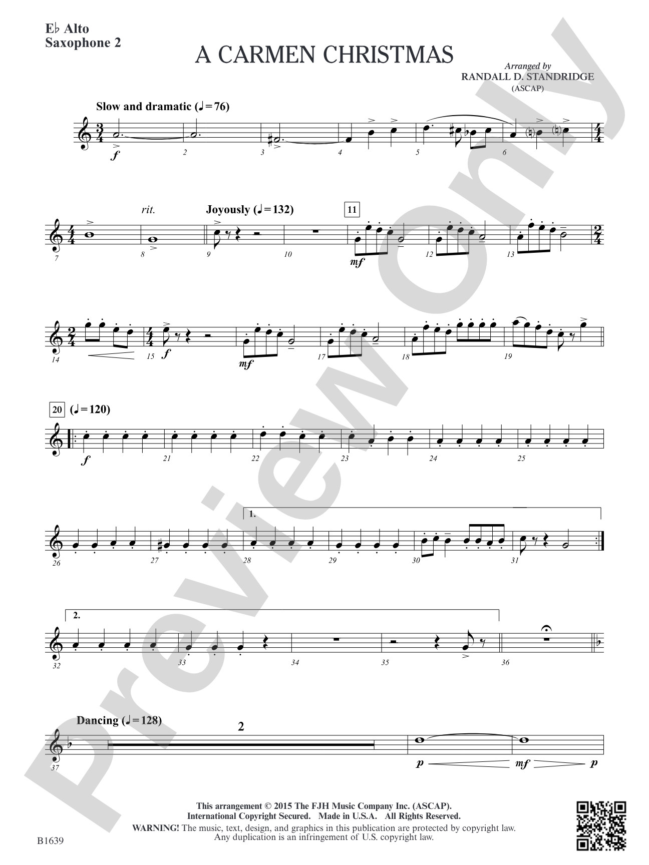 A Carmen Christmas: E-flat Alto Saxophone 2