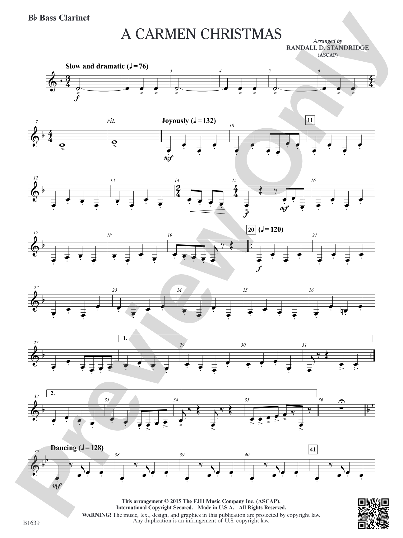 A Carmen Christmas: B-flat Bass Clarinet