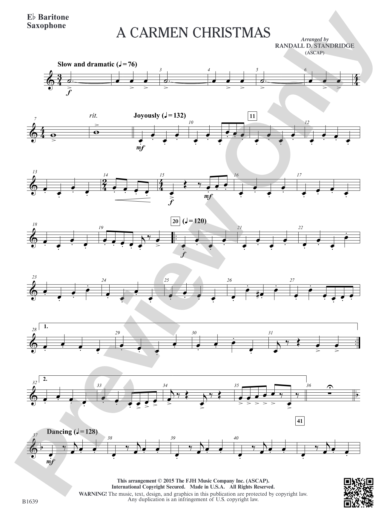 A Carmen Christmas: E-flat Baritone Saxophone