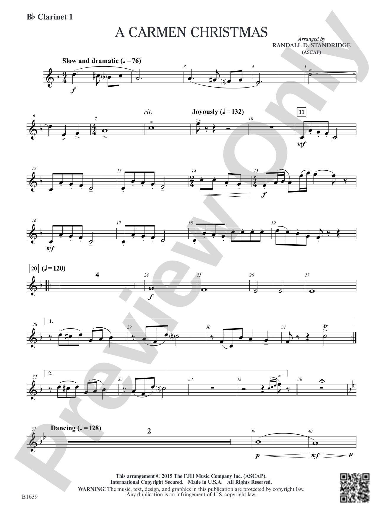 A Carmen Christmas: B-flat Clarinet 1