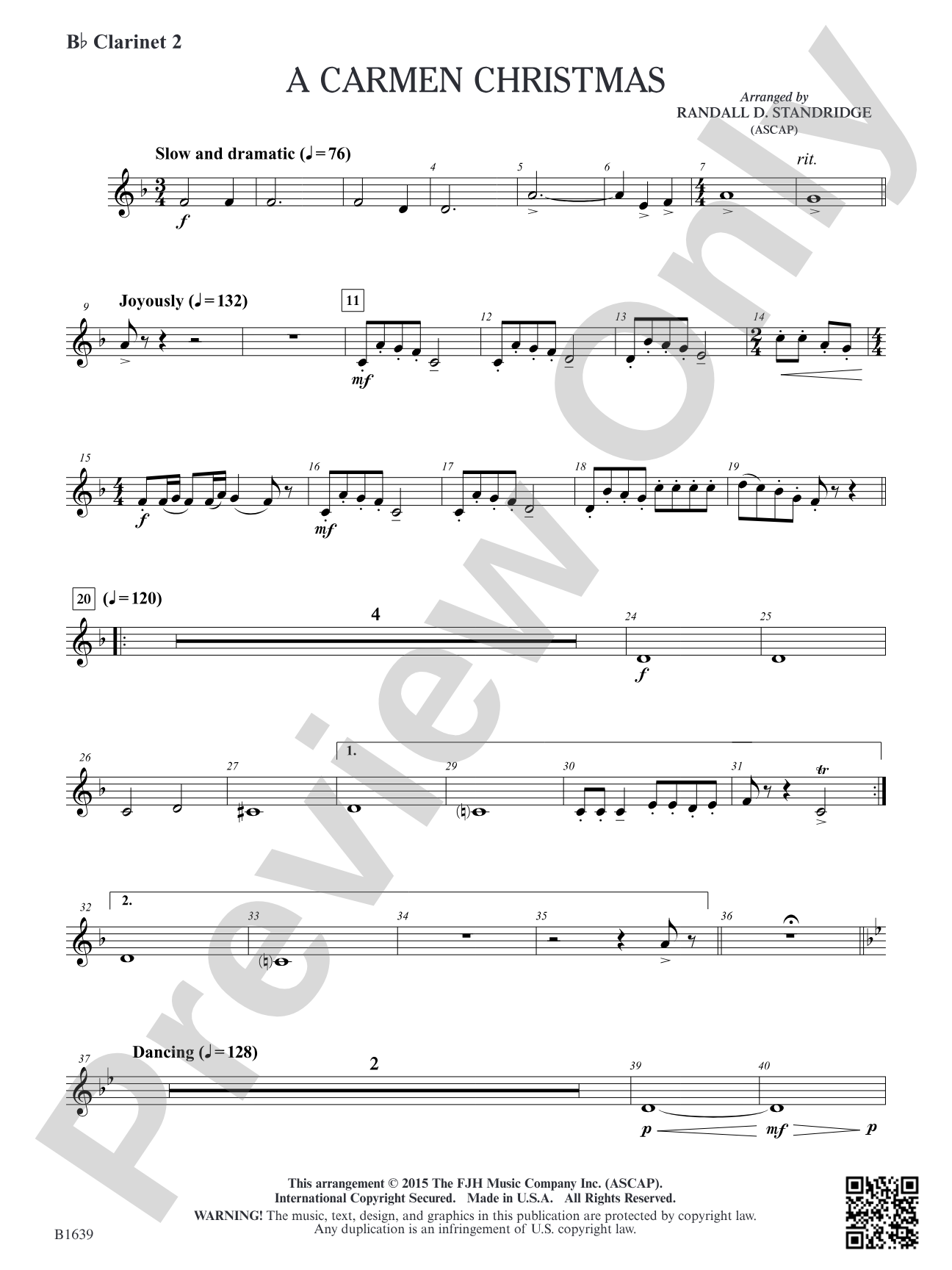 A Carmen Christmas: B-flat Clarinet 2