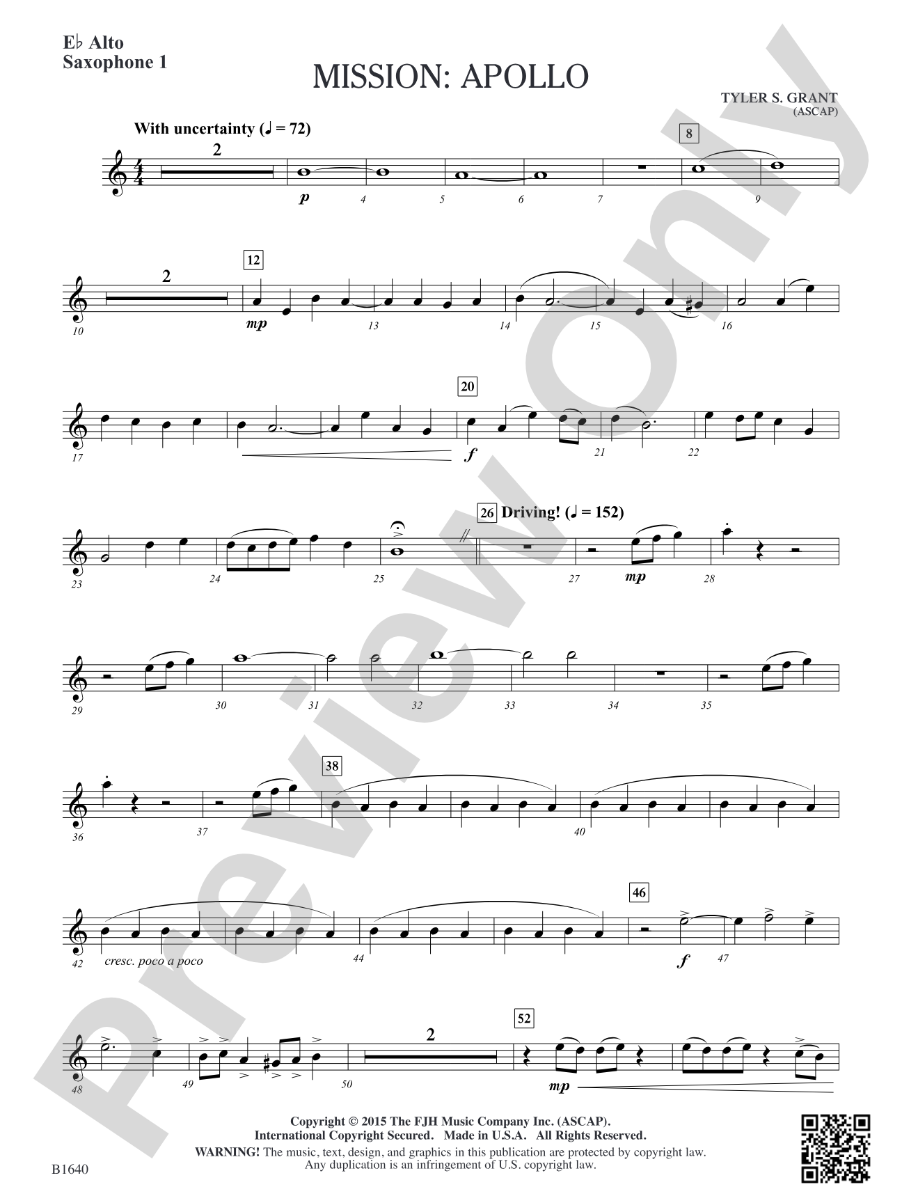 Mission: Apollo: E-flat Alto Saxophone 1
