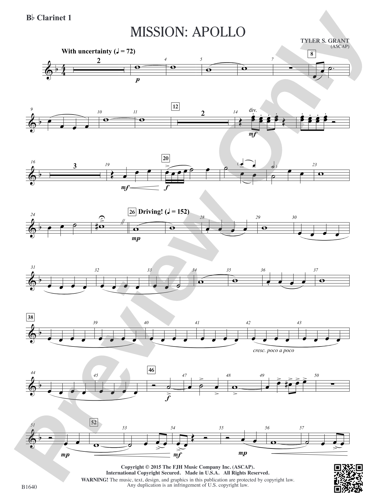 Mission: Apollo: B-flat Clarinet 1