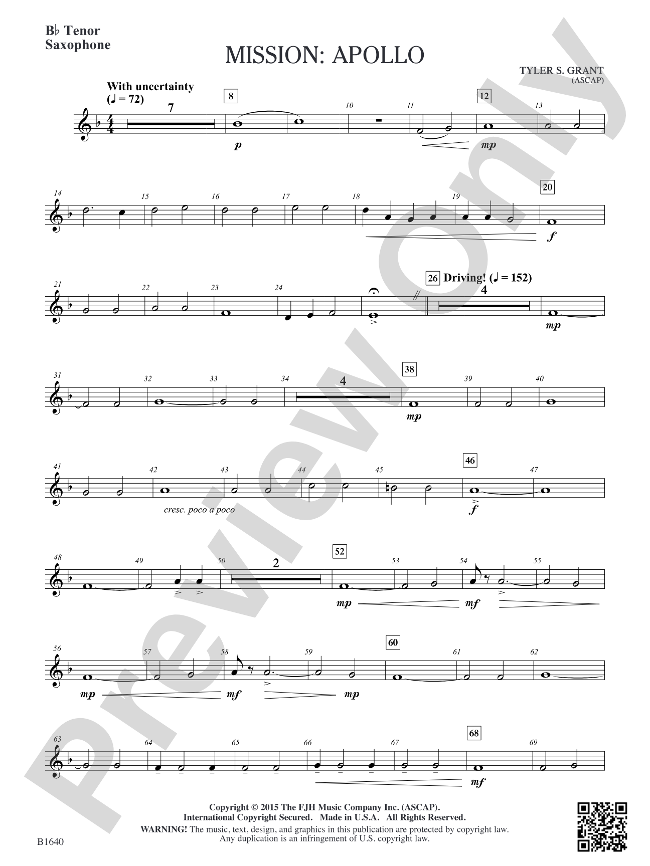 Mission: Apollo: B-flat Tenor Saxophone