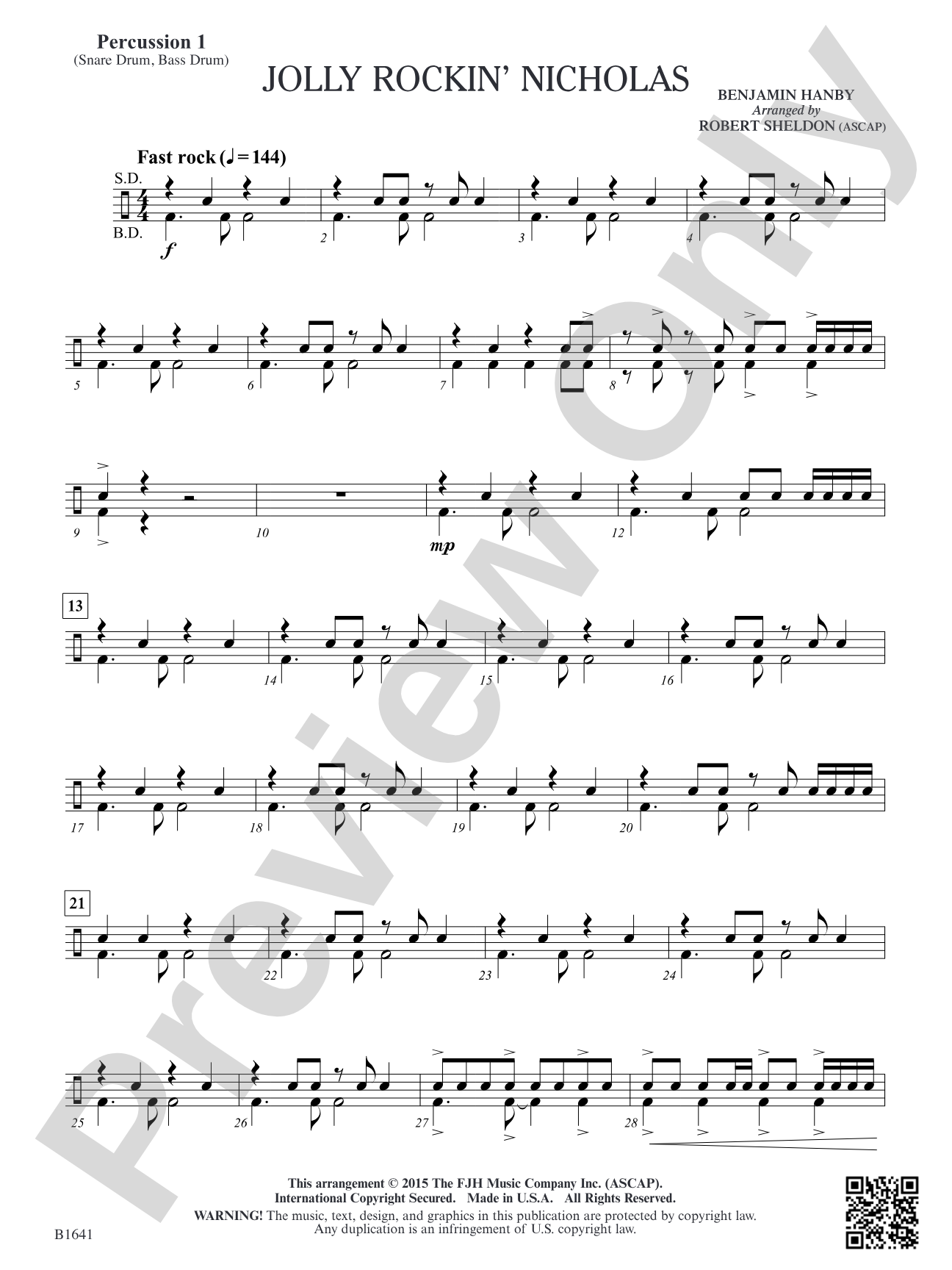 Jolly Rockin' Nicholas: Percussion 1