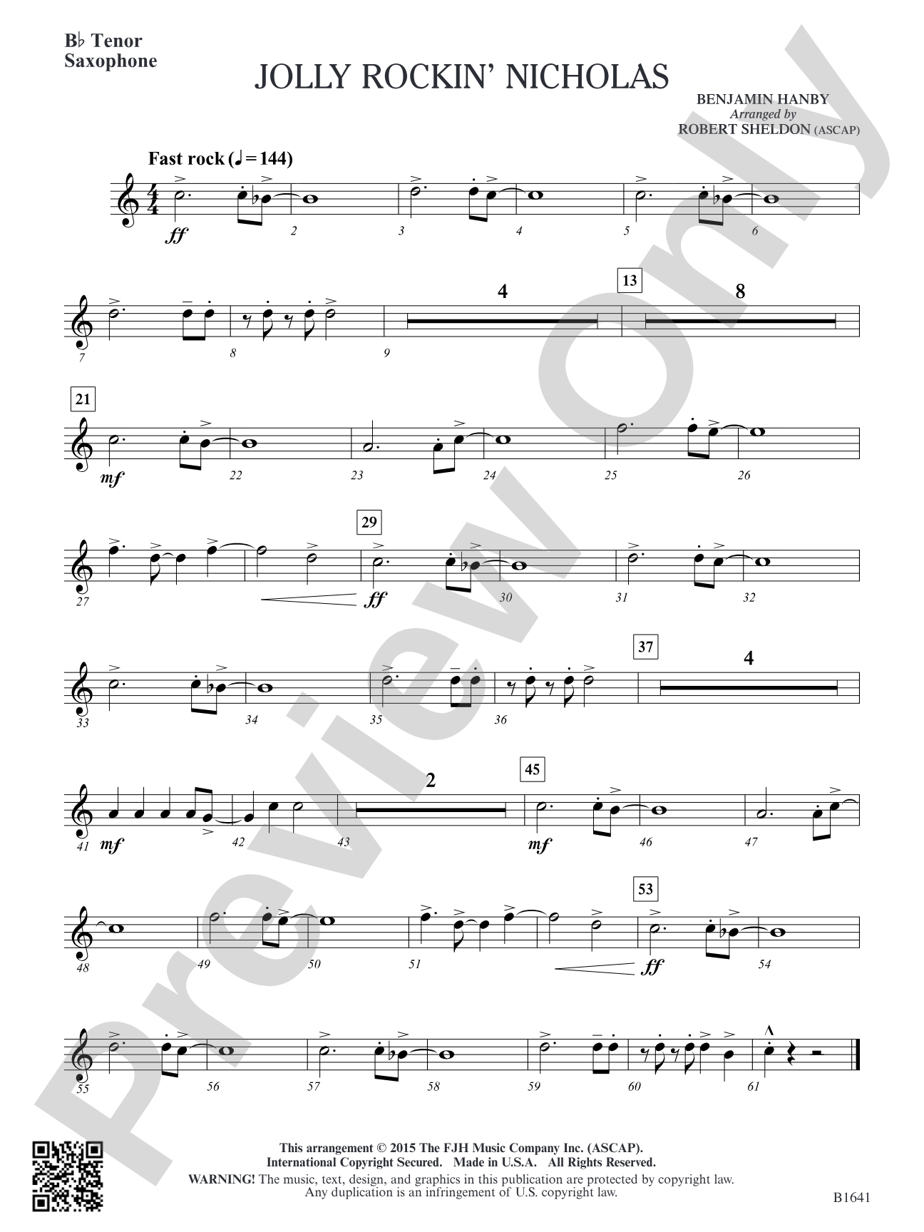 Jolly Rockin' Nicholas: B-flat Tenor Saxophone