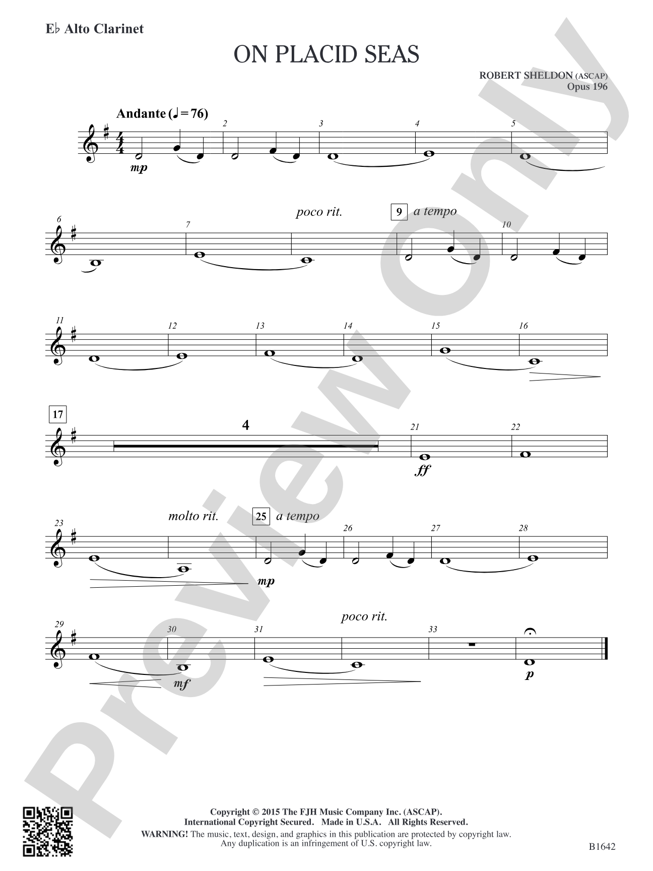 On Placid Seas: E-flat Alto Clarinet