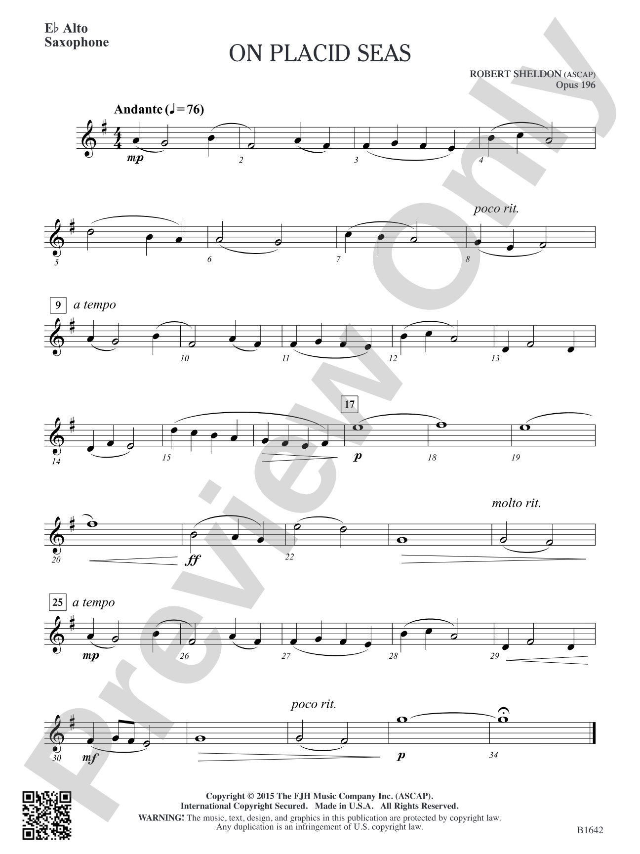 On Placid Seas: E-flat Alto Saxophone