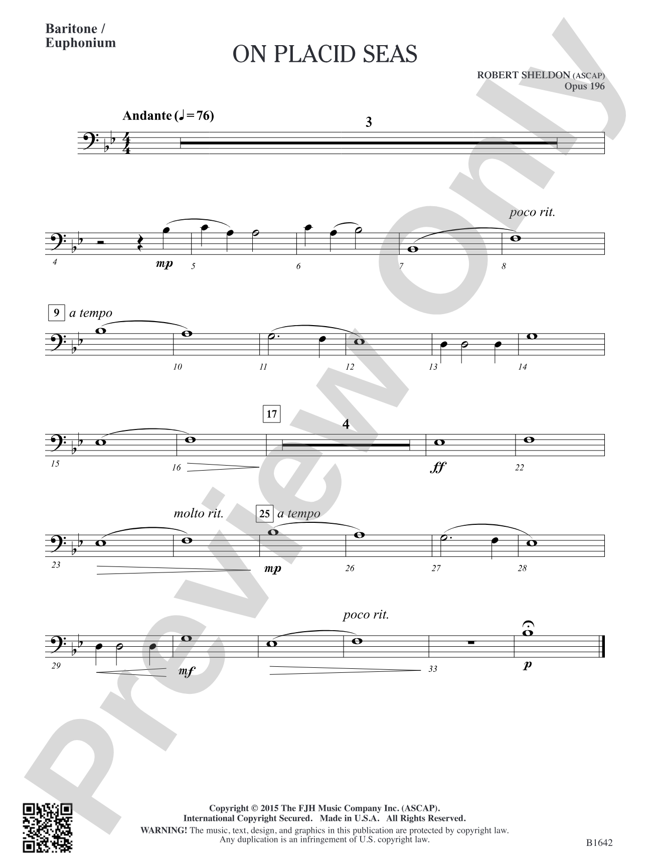 On Placid Seas: Baritone / Euphonium