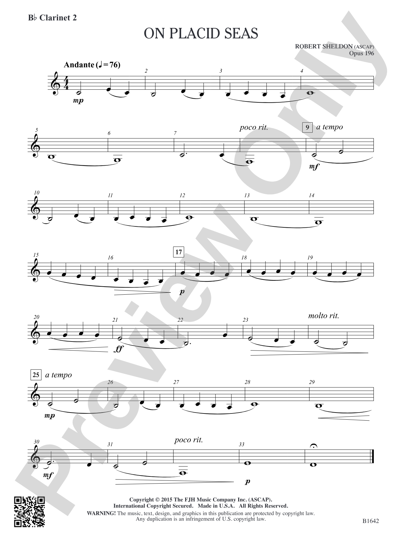 On Placid Seas: B-flat Clarinet 2