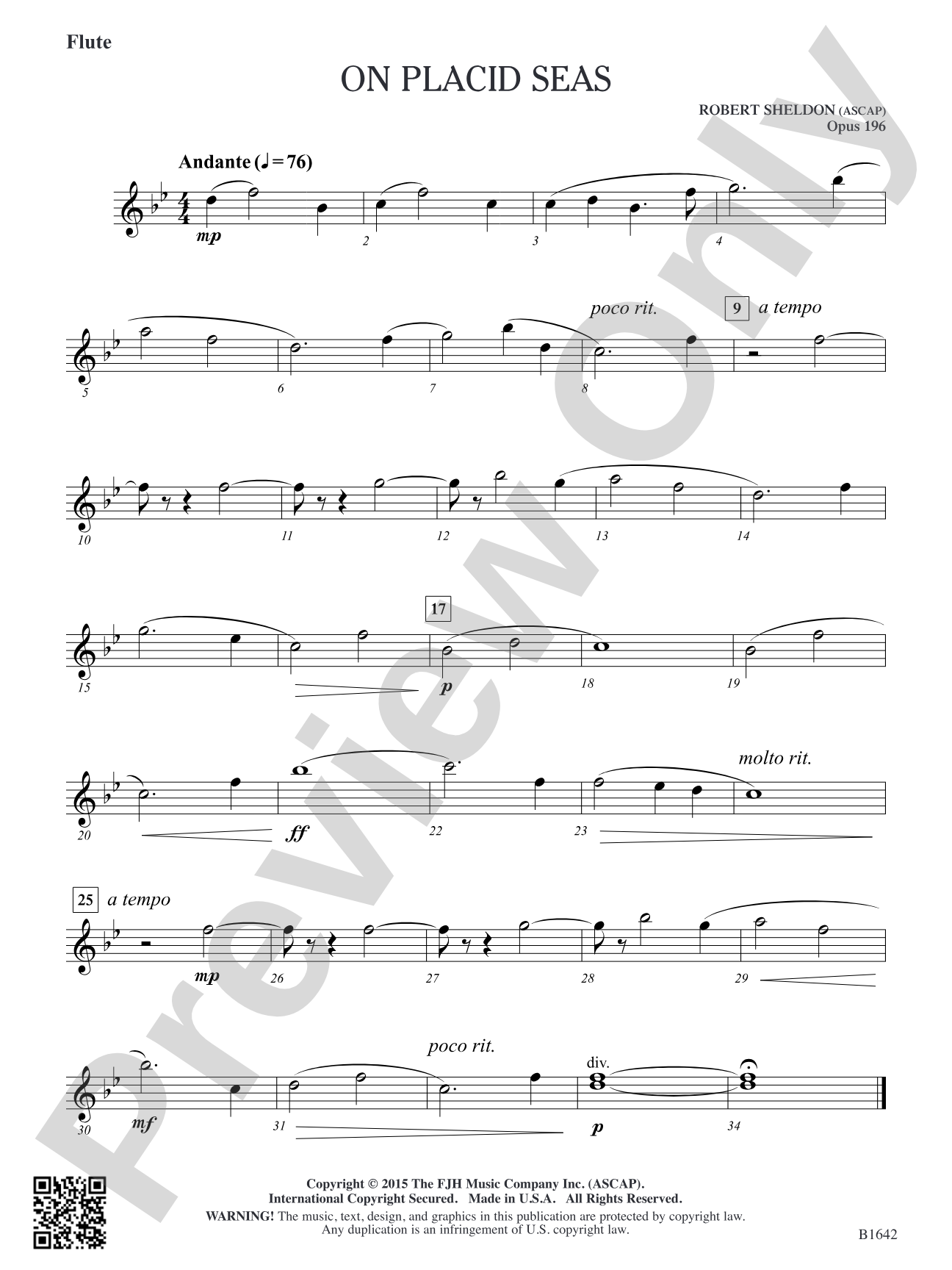On Placid Seas: Flute