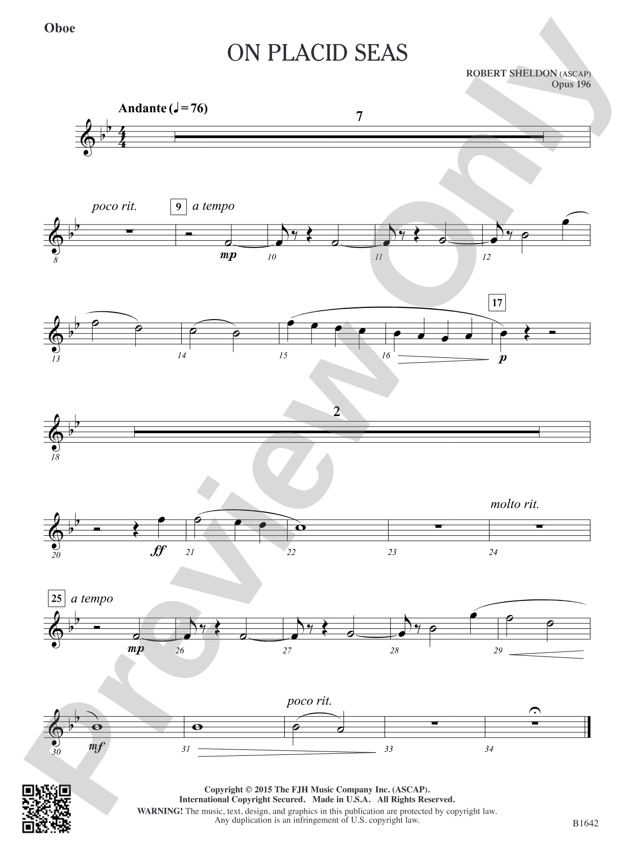 On Placid Seas: Oboe