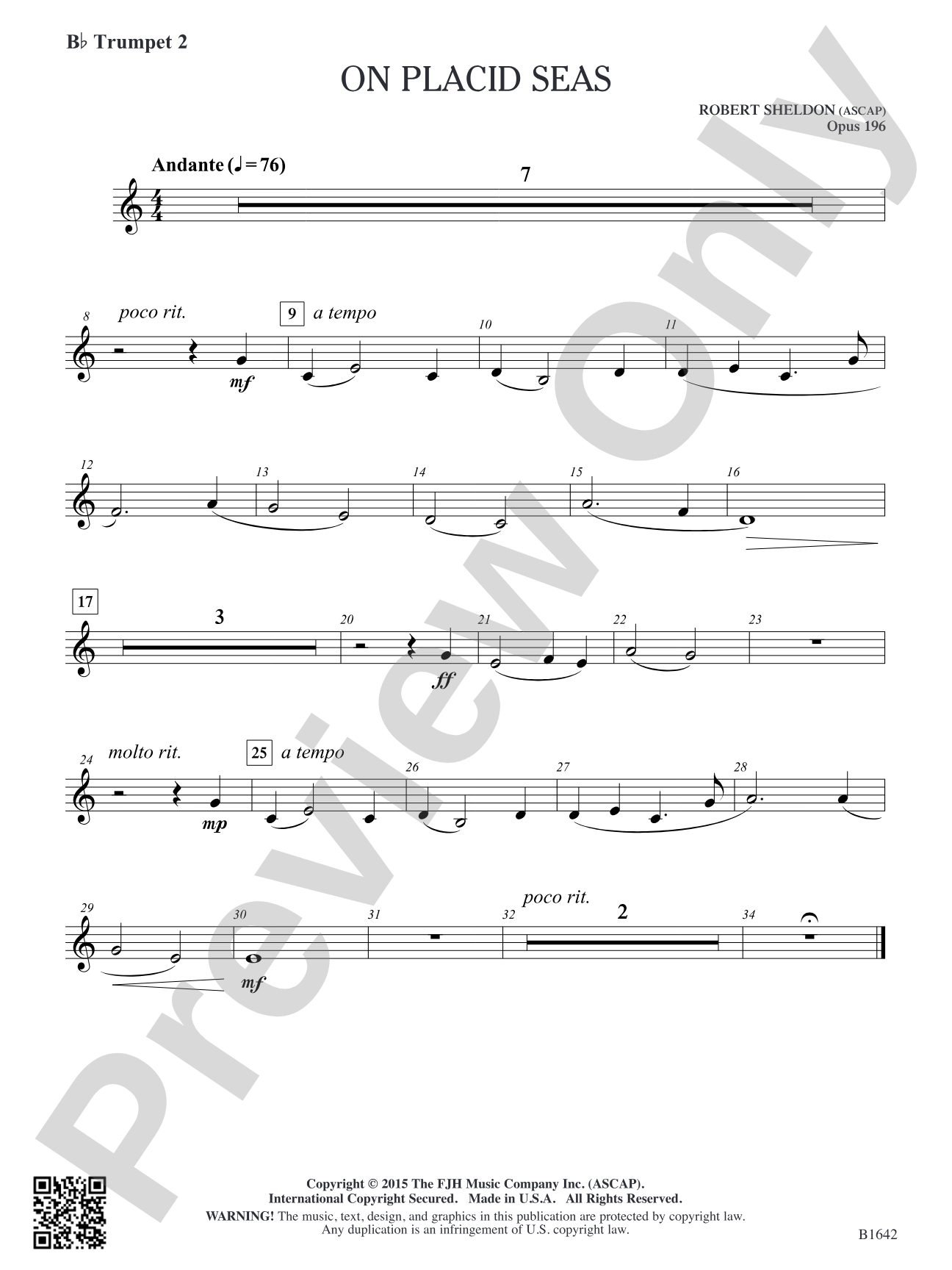 On Placid Seas: B-flat Trumpet 2