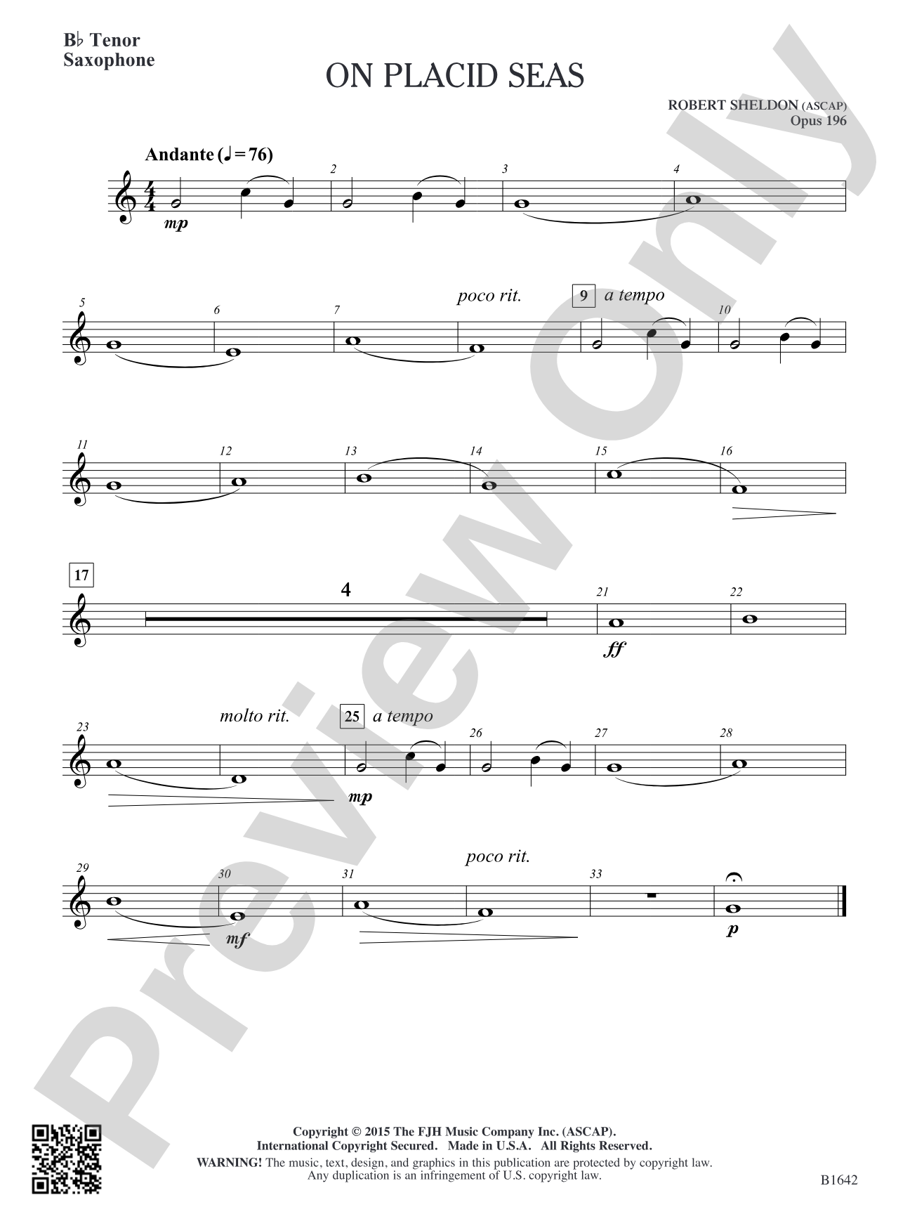 On Placid Seas: B-flat Tenor Saxophone