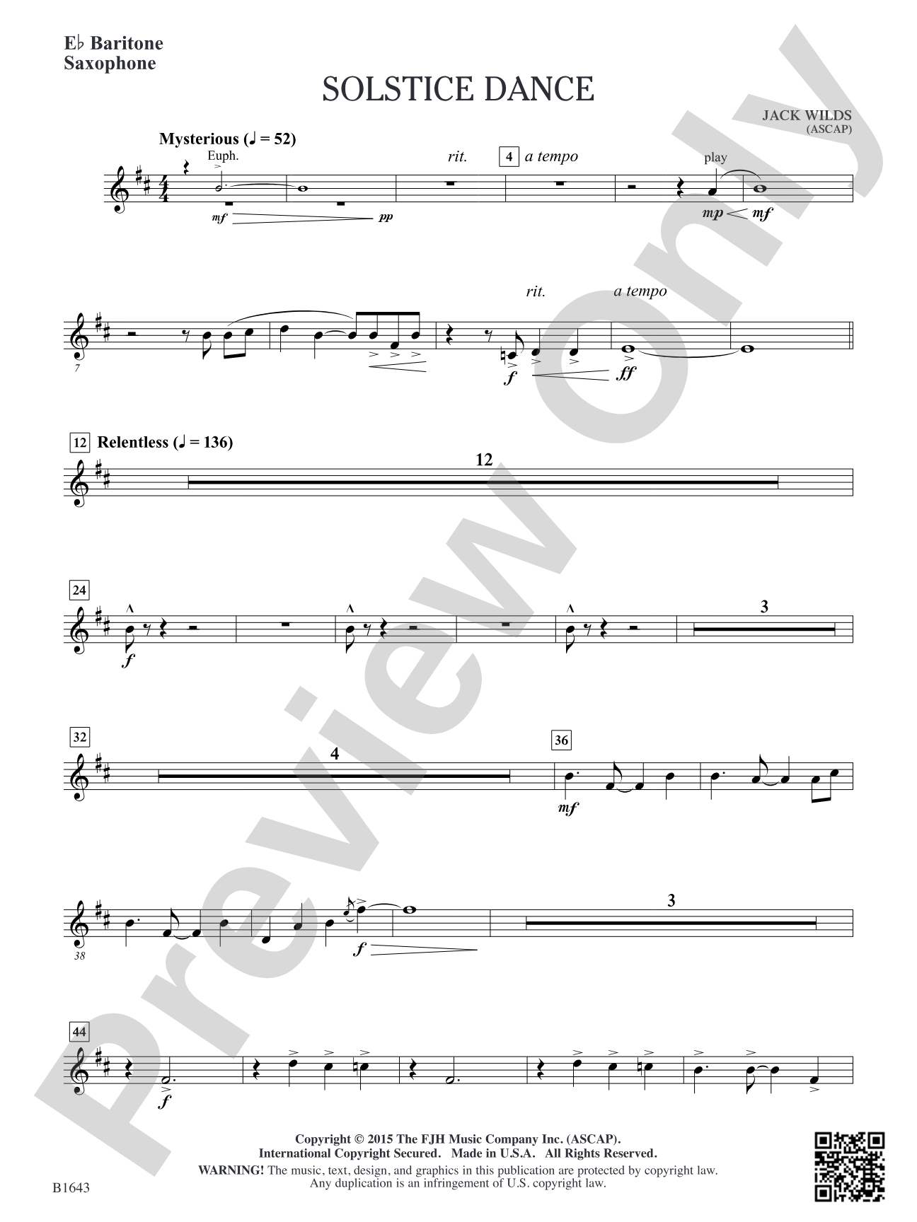 Solstice Dance: E-flat Baritone Saxophone