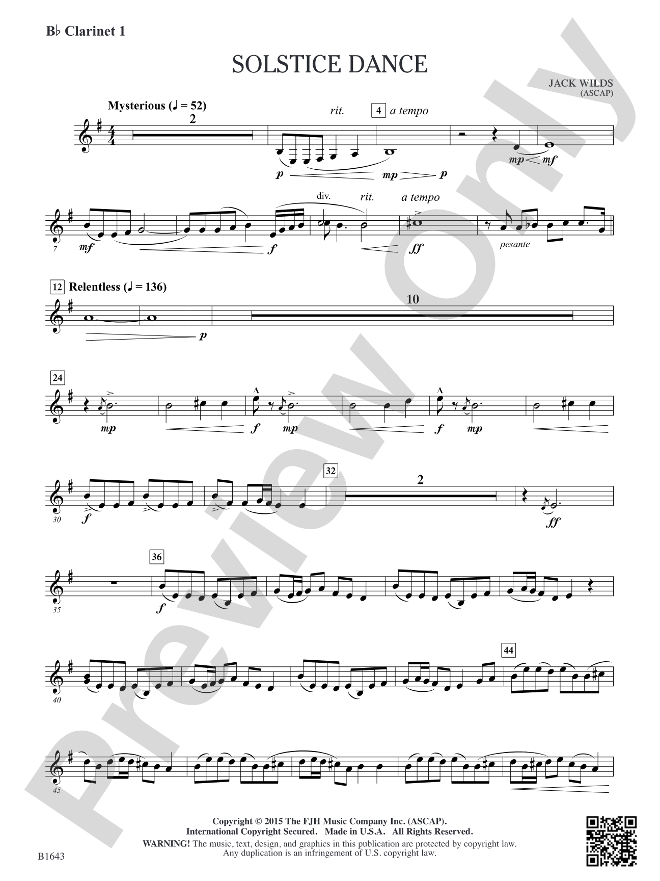 Solstice Dance: B-flat Clarinet 1