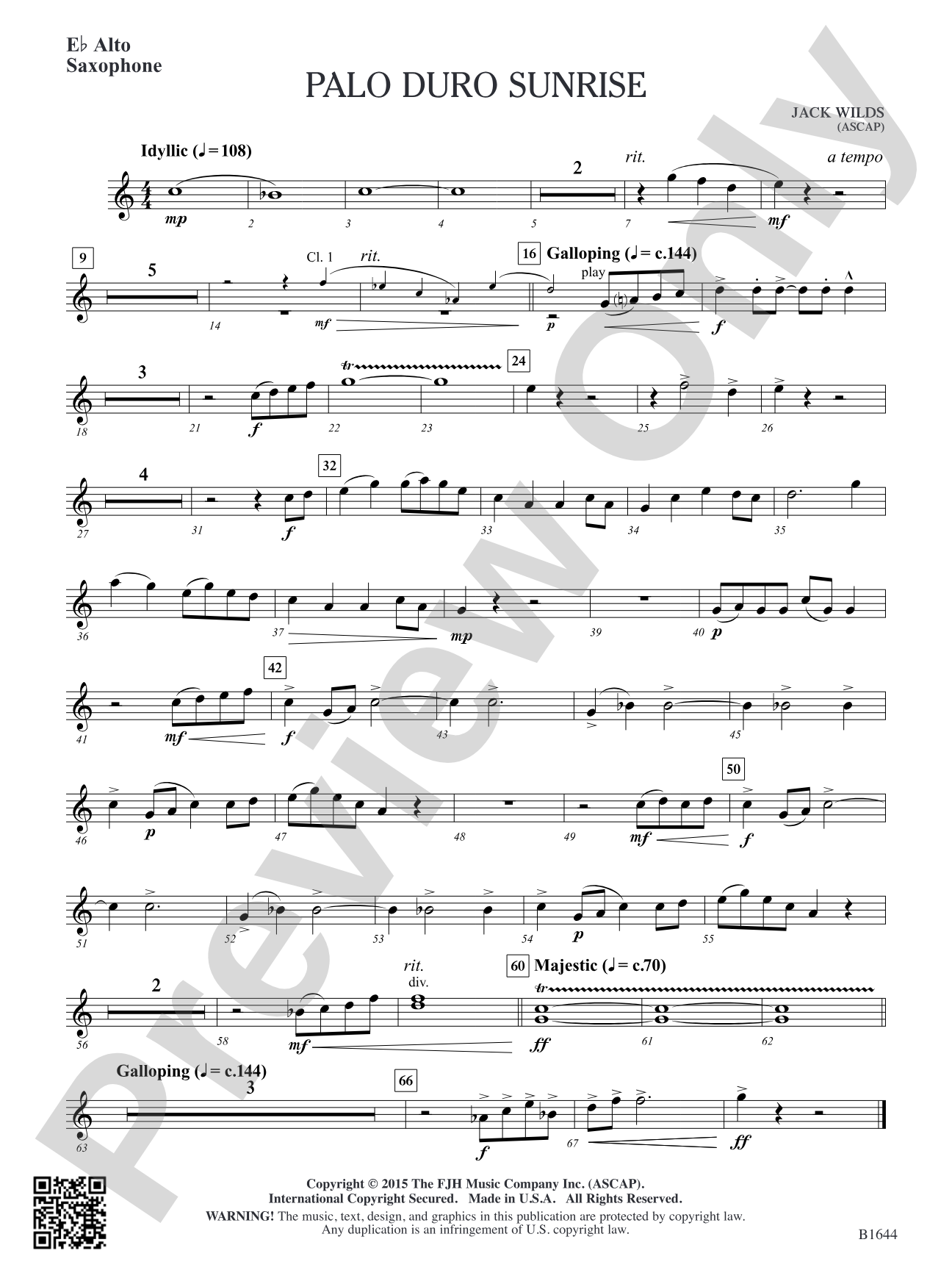 Palo Duro Sunrise: E-flat Alto Saxophone