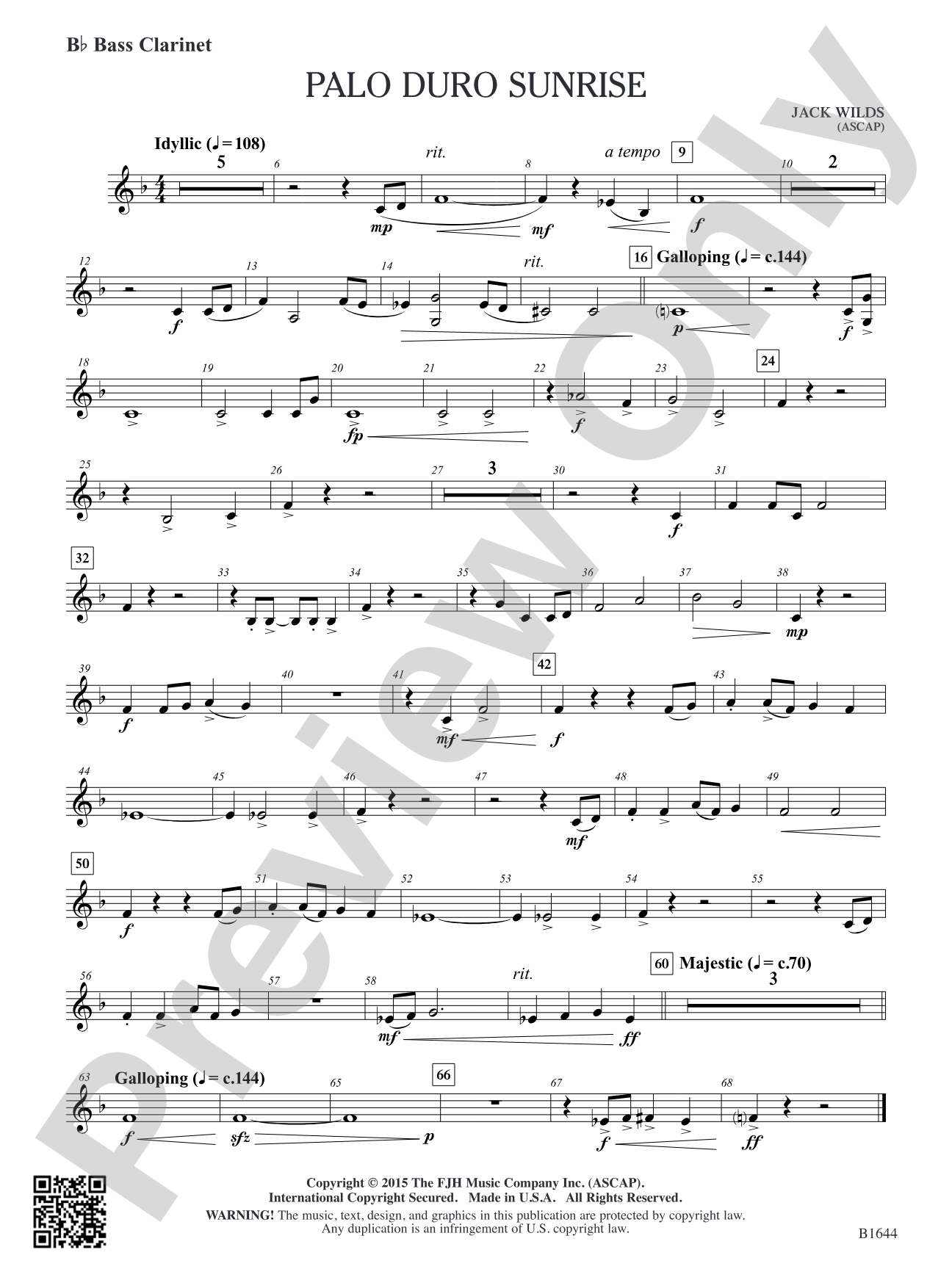Palo Duro Sunrise: B-flat Bass Clarinet