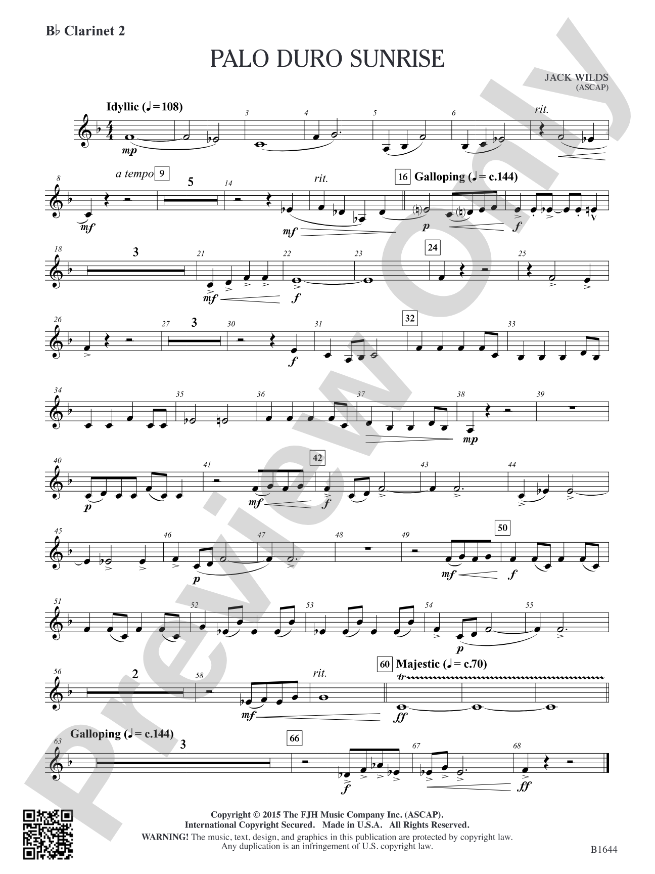 Palo Duro Sunrise: B-flat Clarinet 2