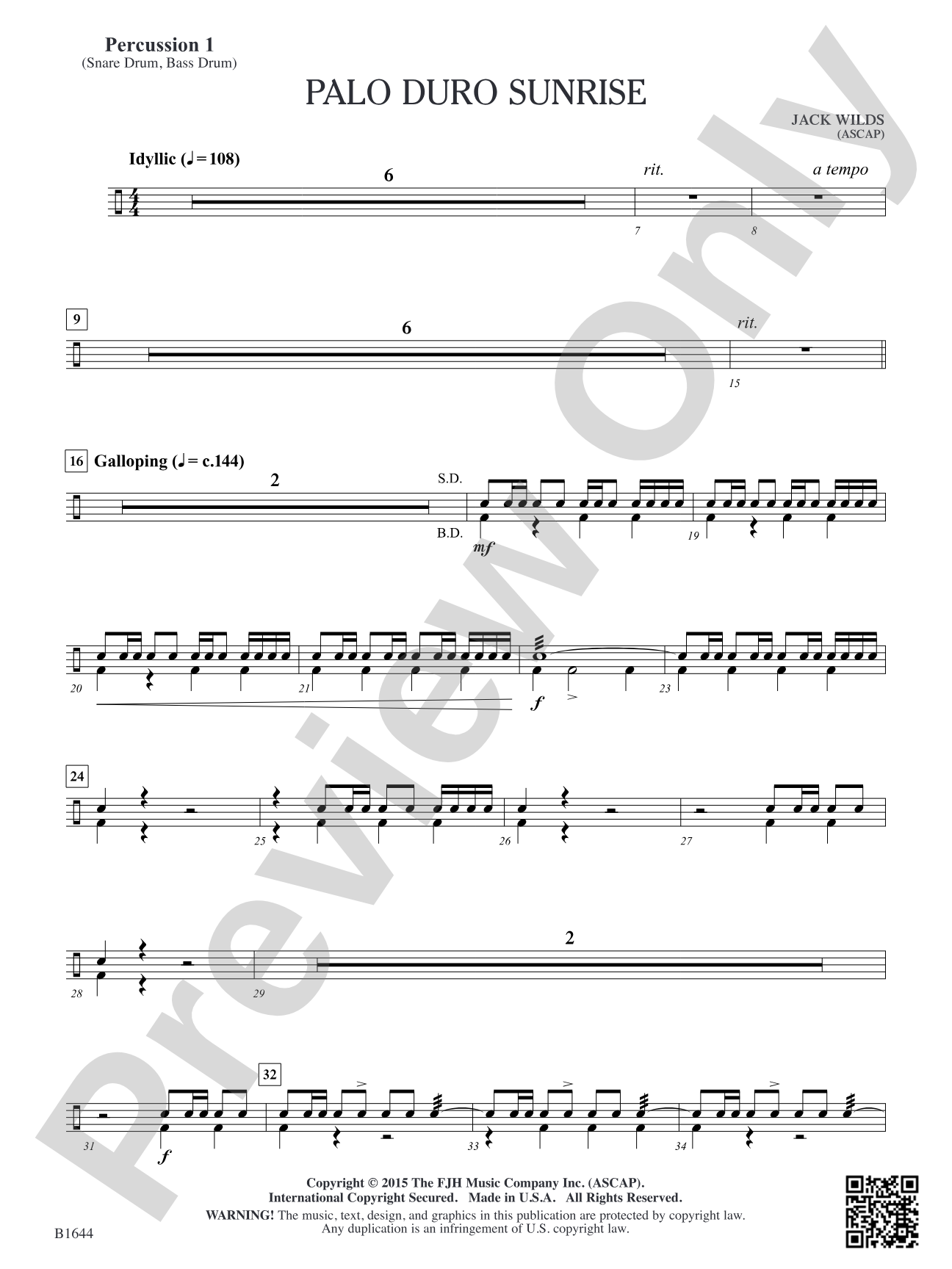 Palo Duro Sunrise: Percussion 1
