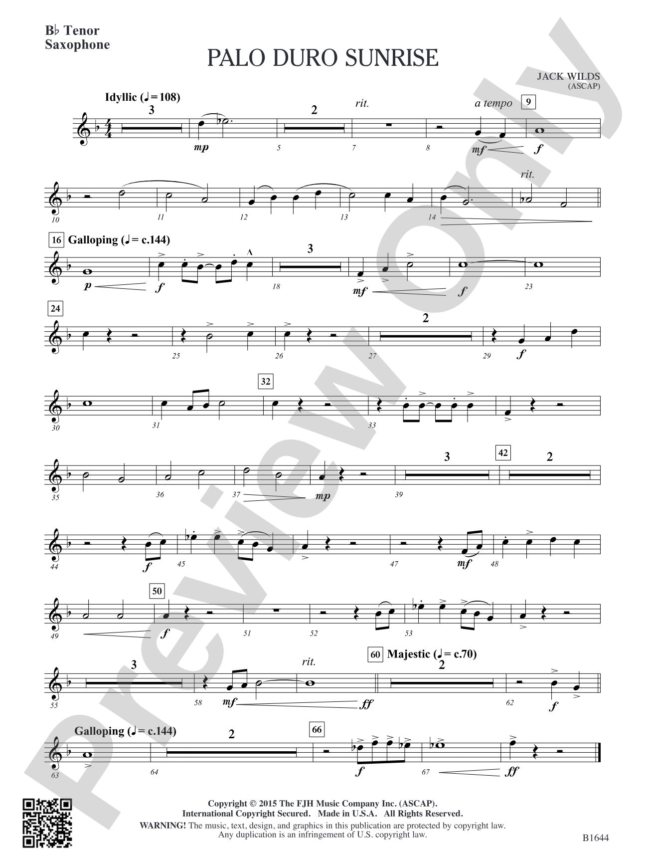 Palo Duro Sunrise: B-flat Tenor Saxophone