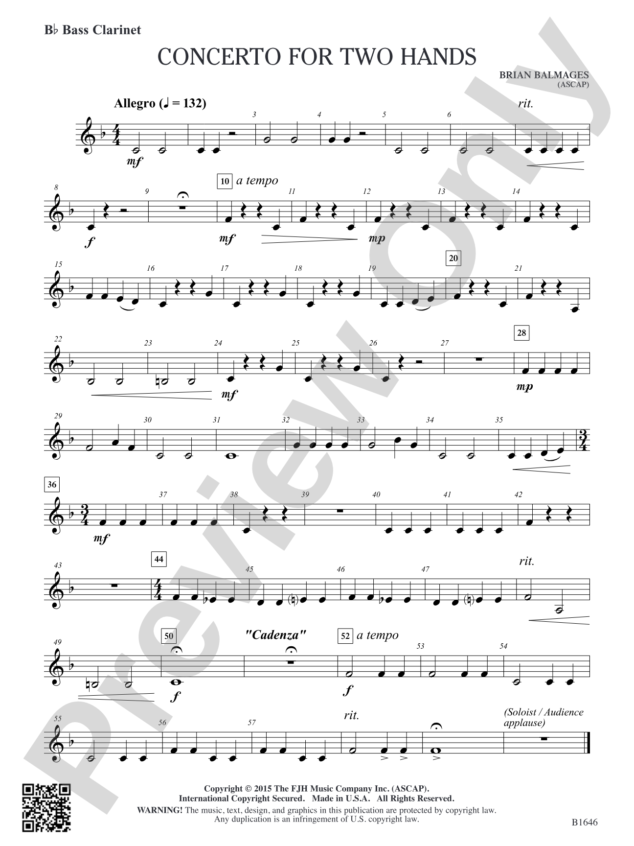 Concerto for Two Hands: B-flat Bass Clarinet