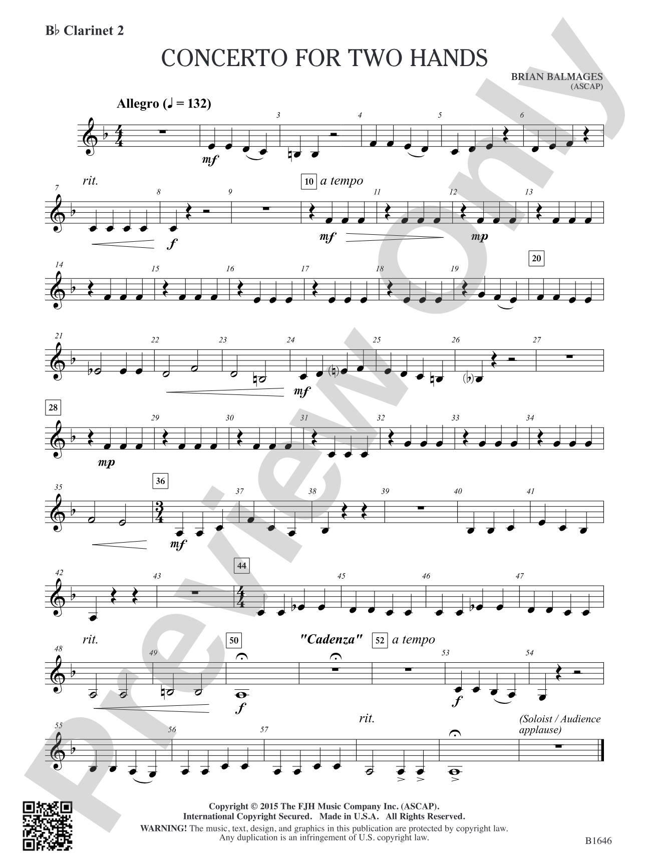 Concerto for Two Hands: B-flat Clarinet 2