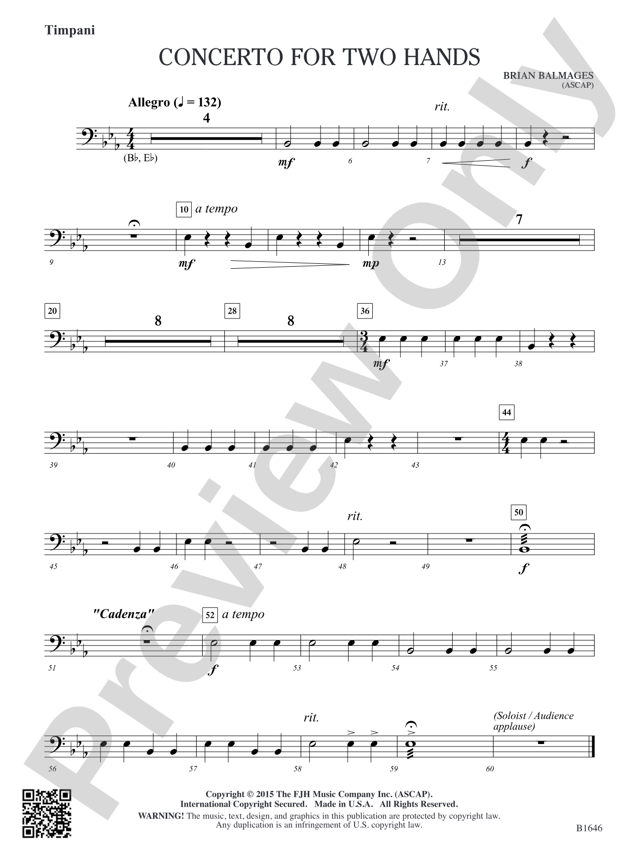 Concerto for Two Hands: Timpani (opt.)