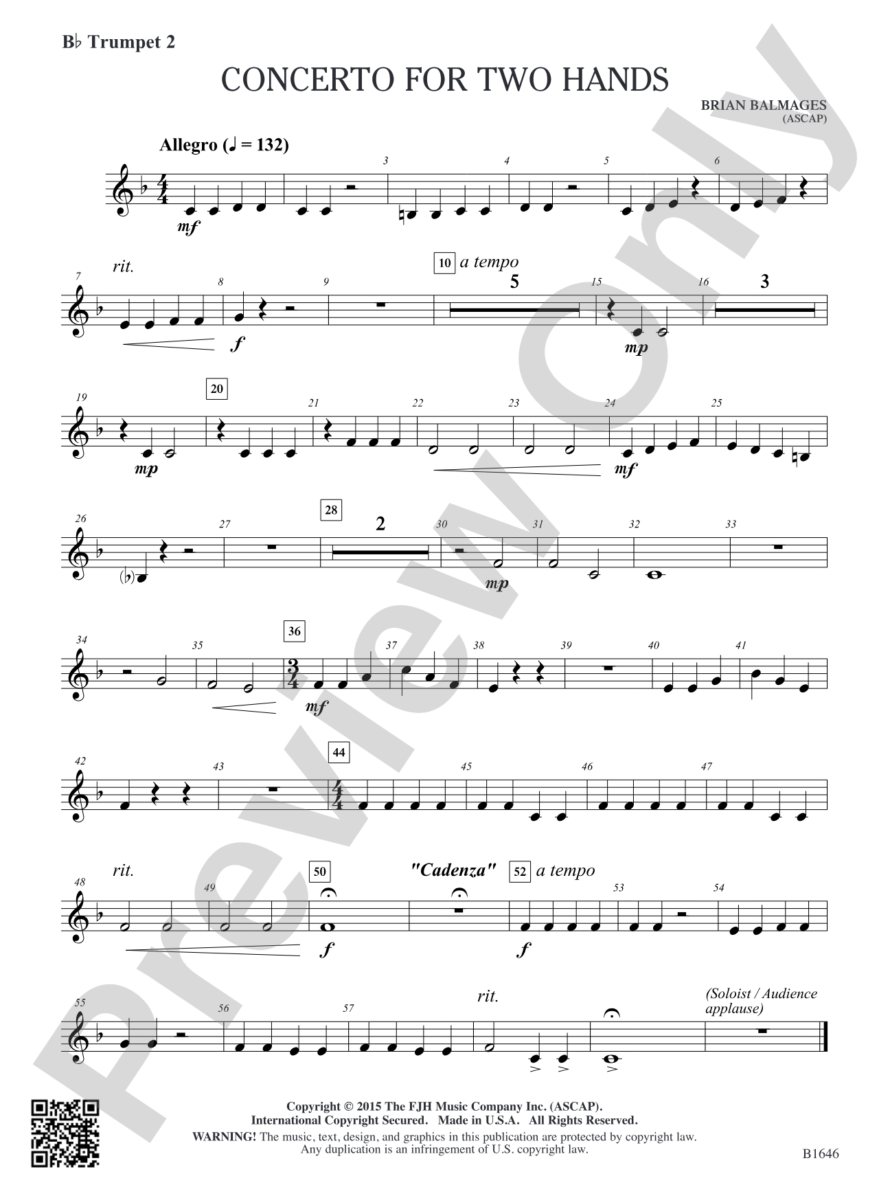 Concerto for Two Hands: B-flat Trumpet 2