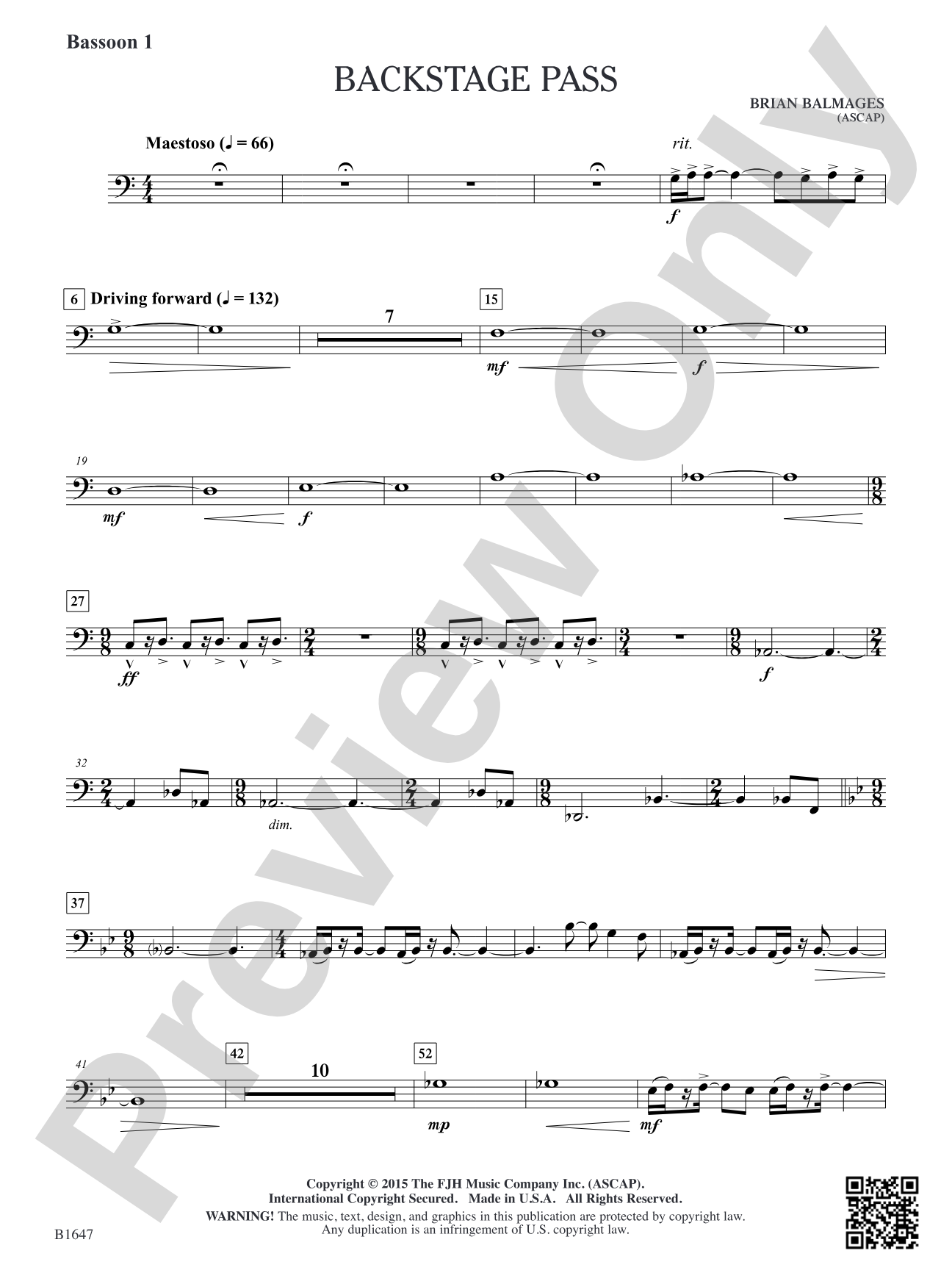 Backstage Pass: Bassoon 1