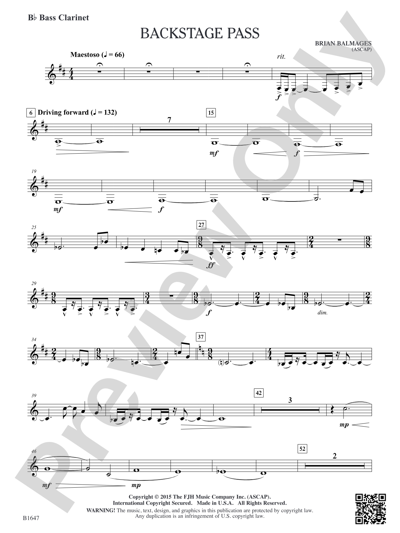 Backstage Pass: B-flat Bass Clarinet