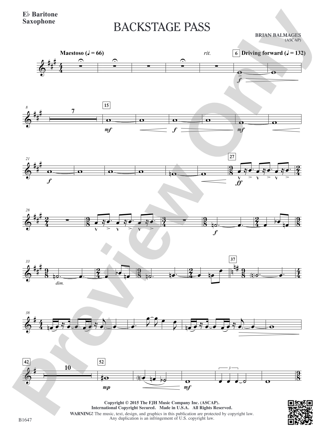 Backstage Pass: E-flat Baritone Saxophone