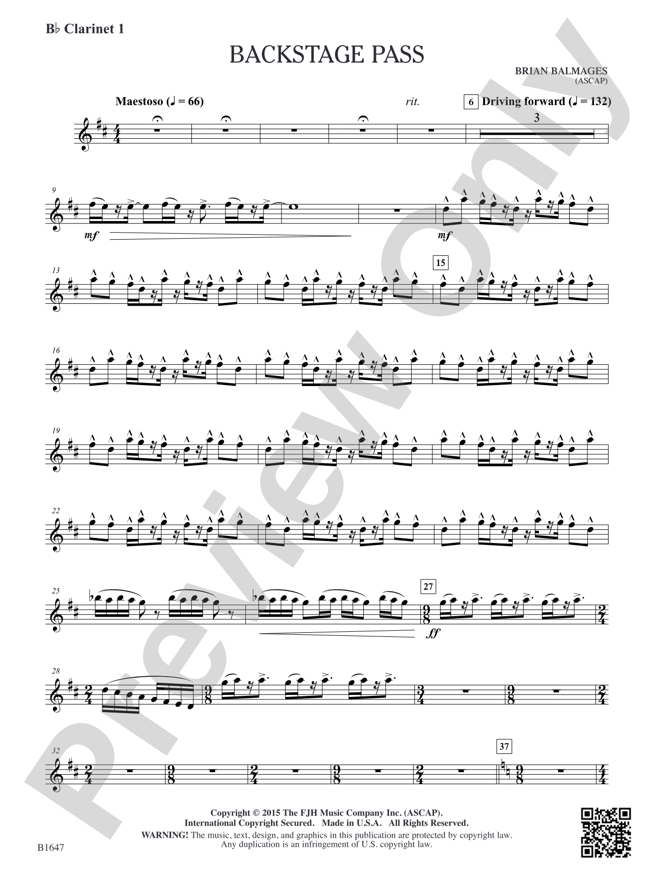 Backstage Pass: B-flat Clarinet 1