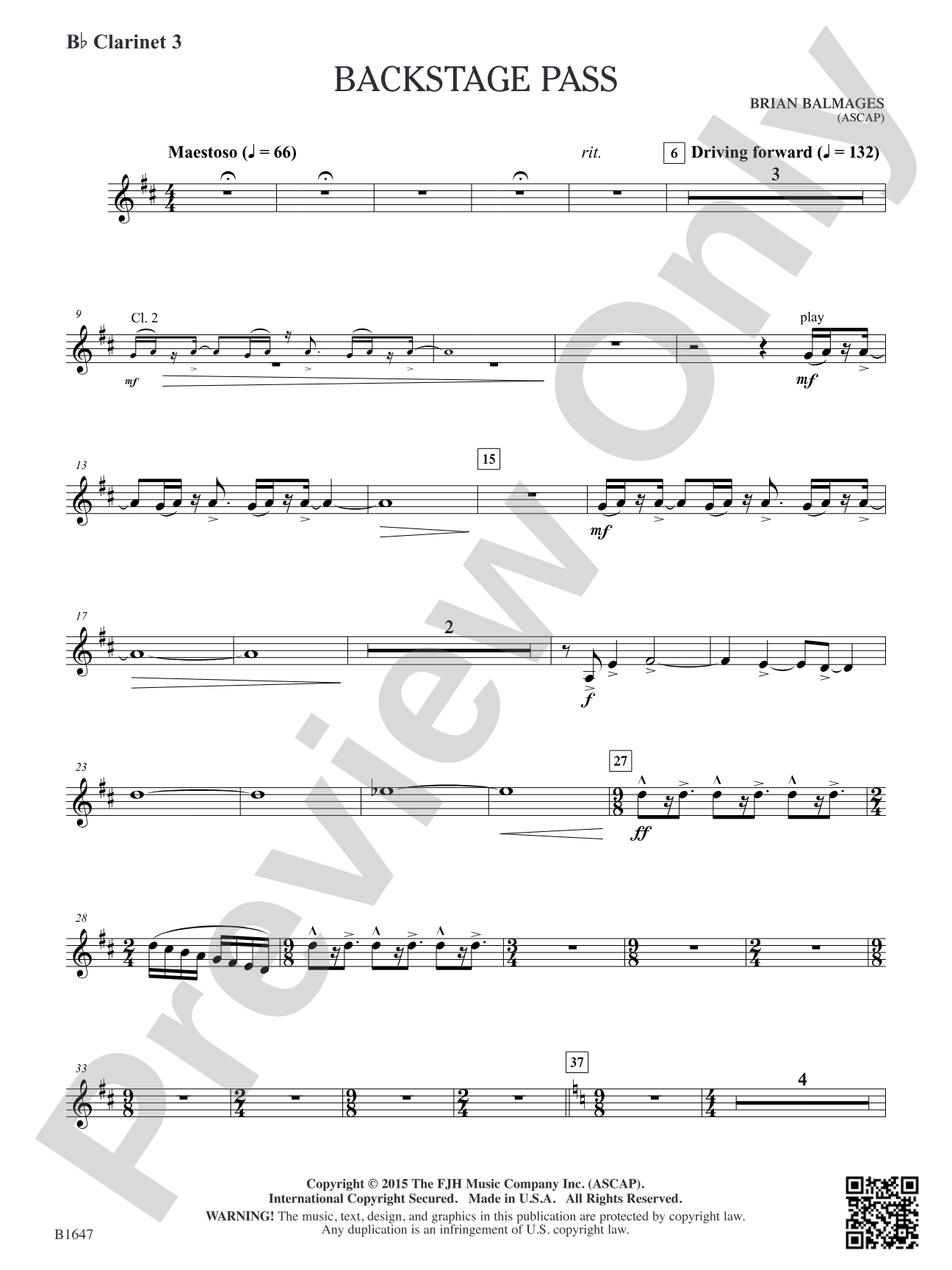 Backstage Pass: B-flat Clarinet 3
