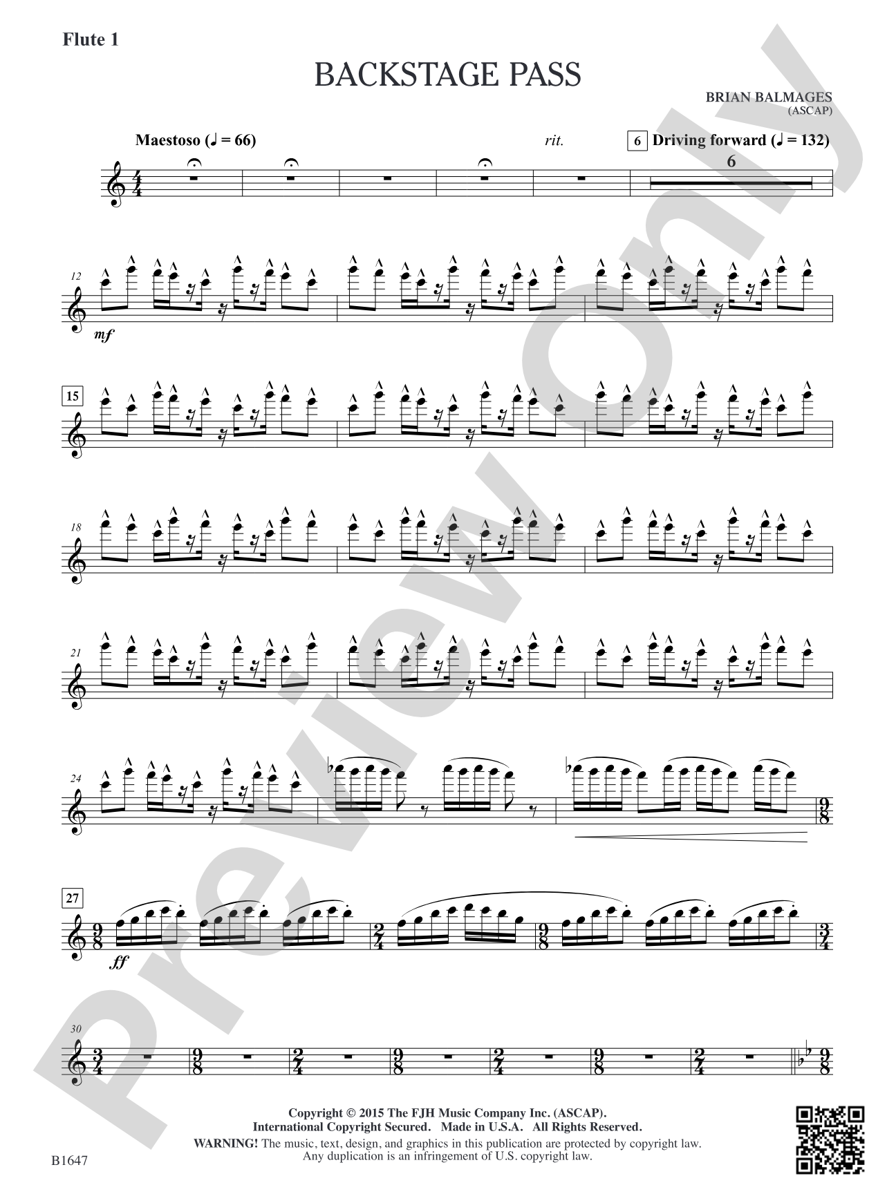 Backstage Pass: Flute 1