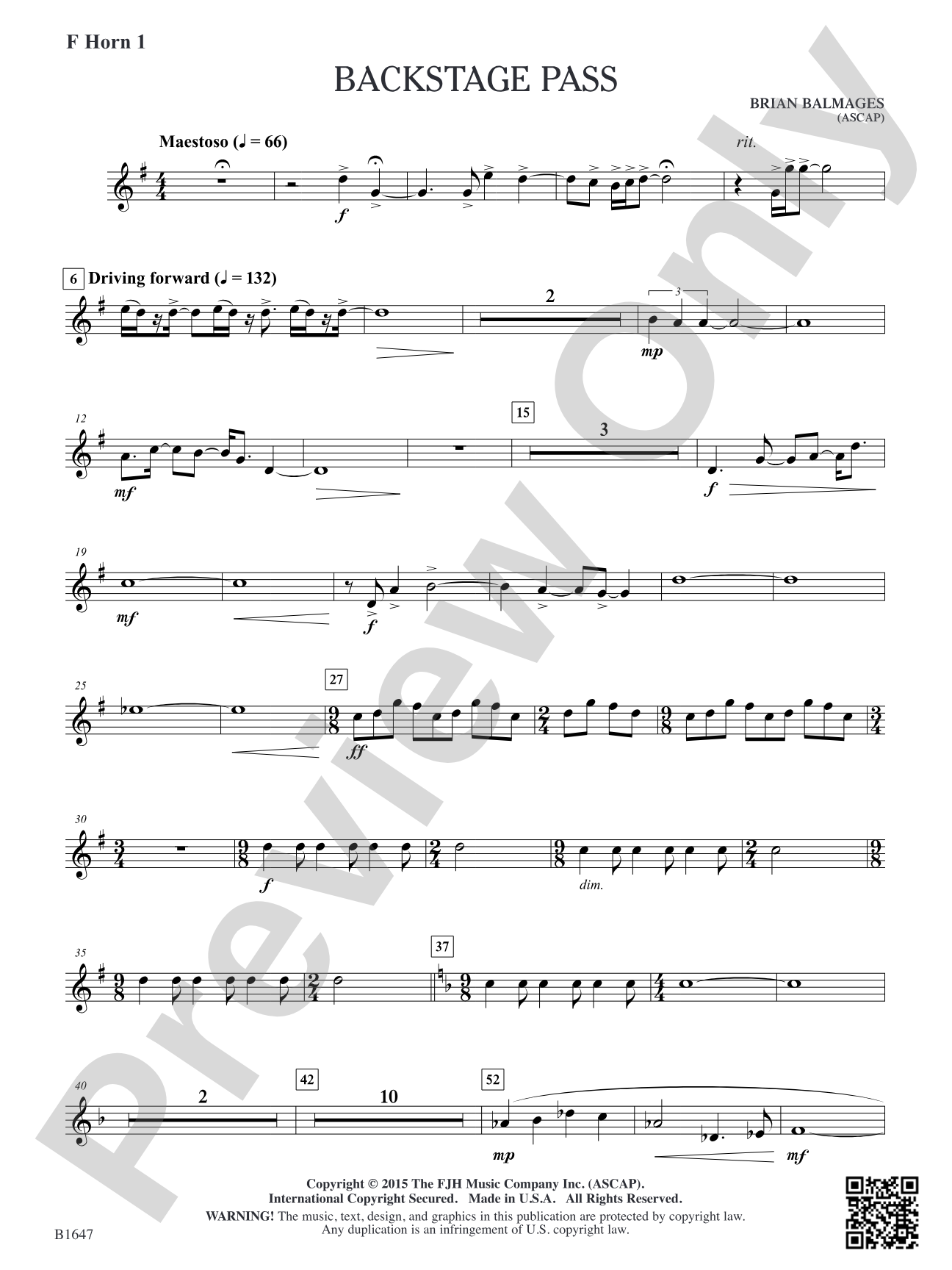 Backstage Pass: F Horn 1