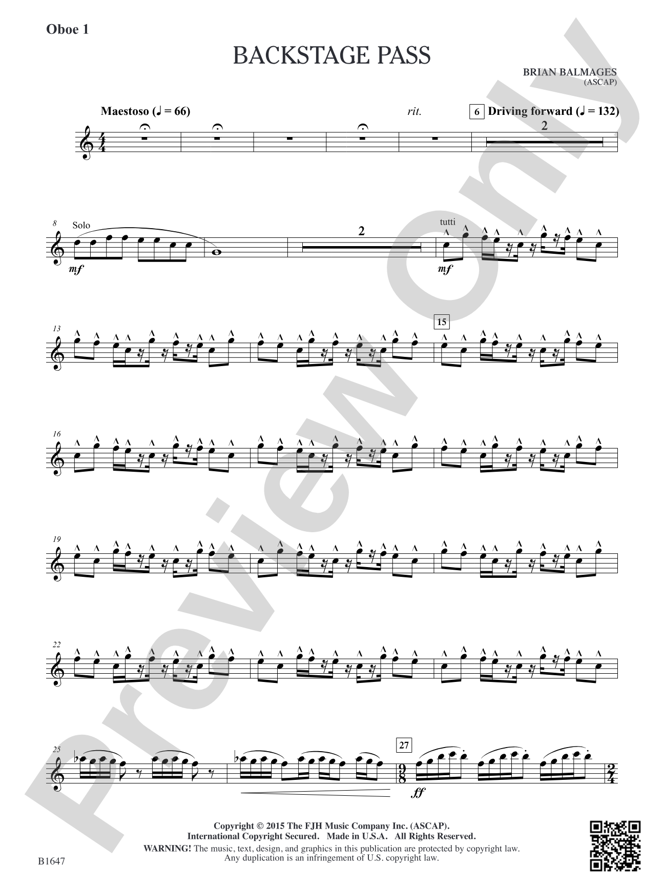 Backstage Pass: Oboe 1