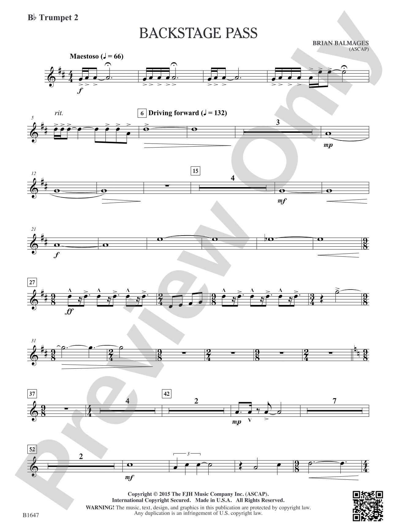 Backstage Pass: B-flat Trumpet 2
