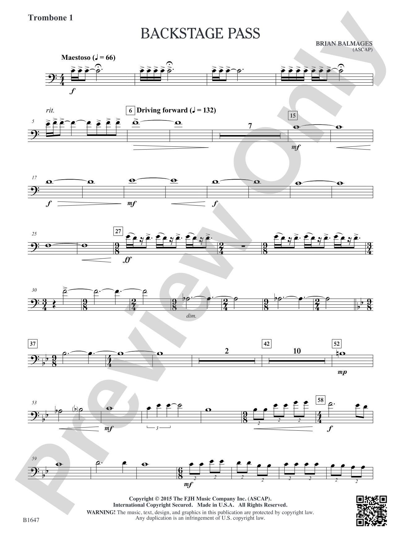 Backstage Pass: Trombone 1