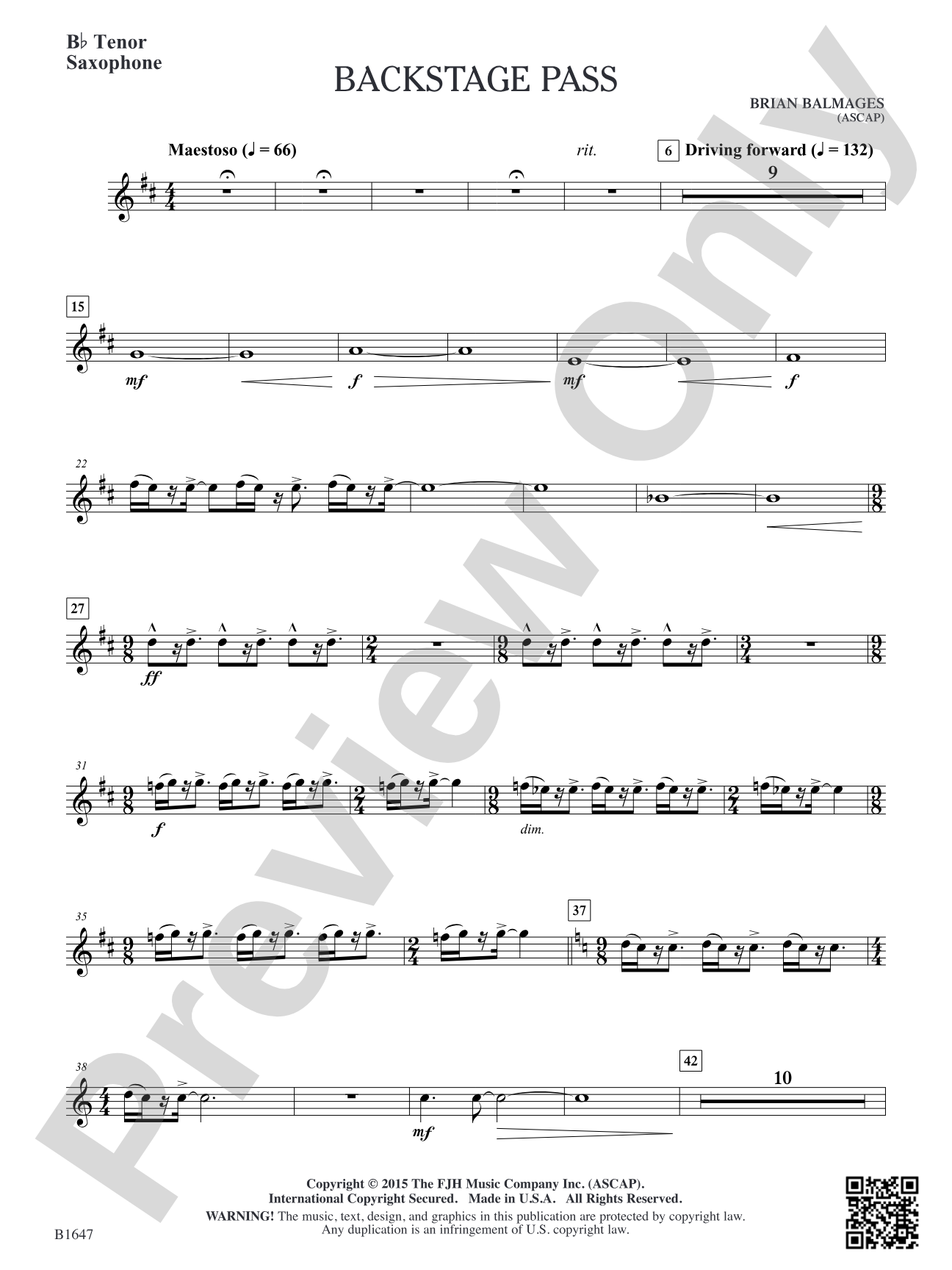 Backstage Pass: B-flat Tenor Saxophone